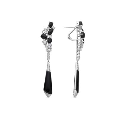 Orecchini Luxenter in argento sterling 925 e zirconi onice con finitura rodio - Rithim