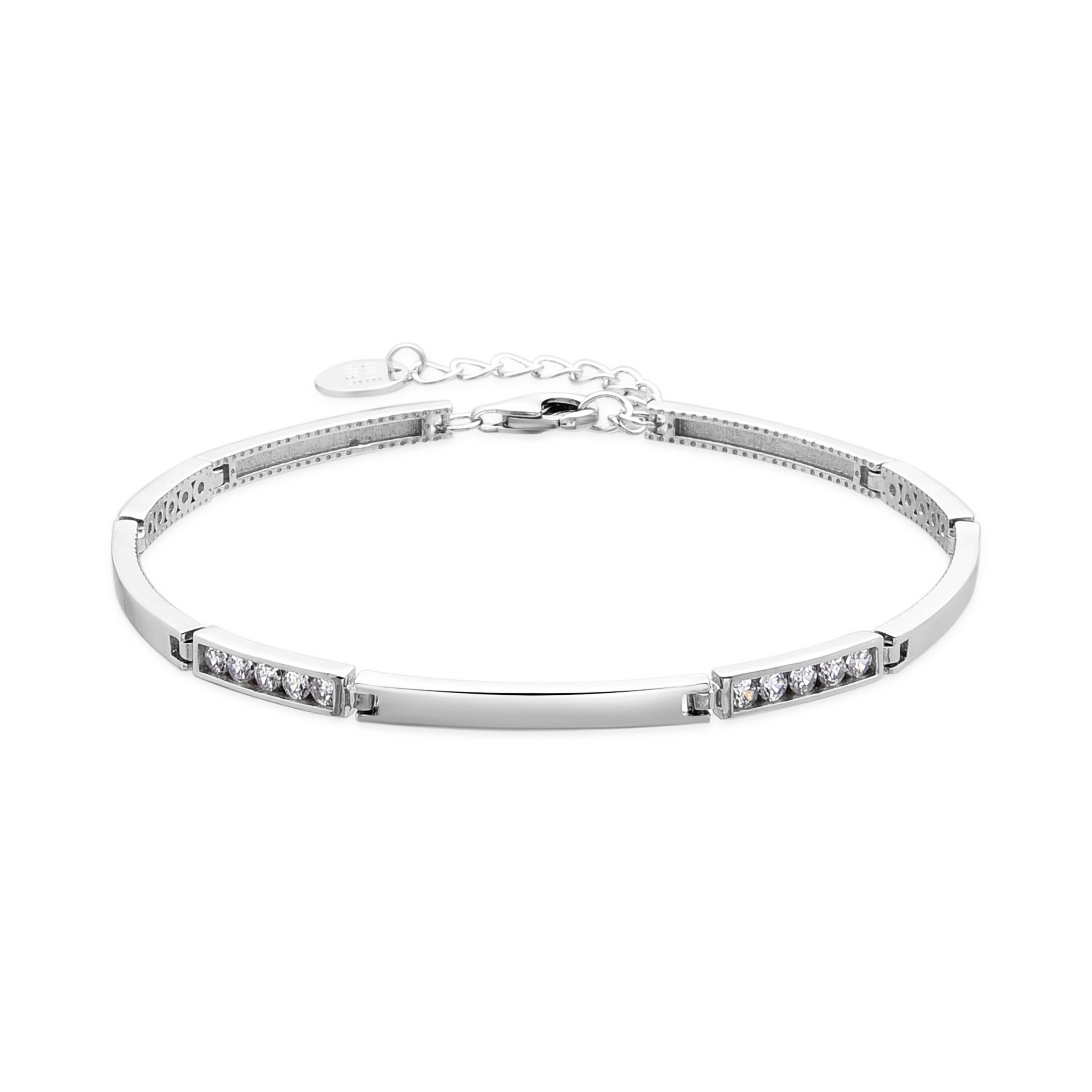 Luxenter-Armband aus 925er Sterlingsilber und glänzendem Zirkonia mit Rhodium-Finish – Subeo