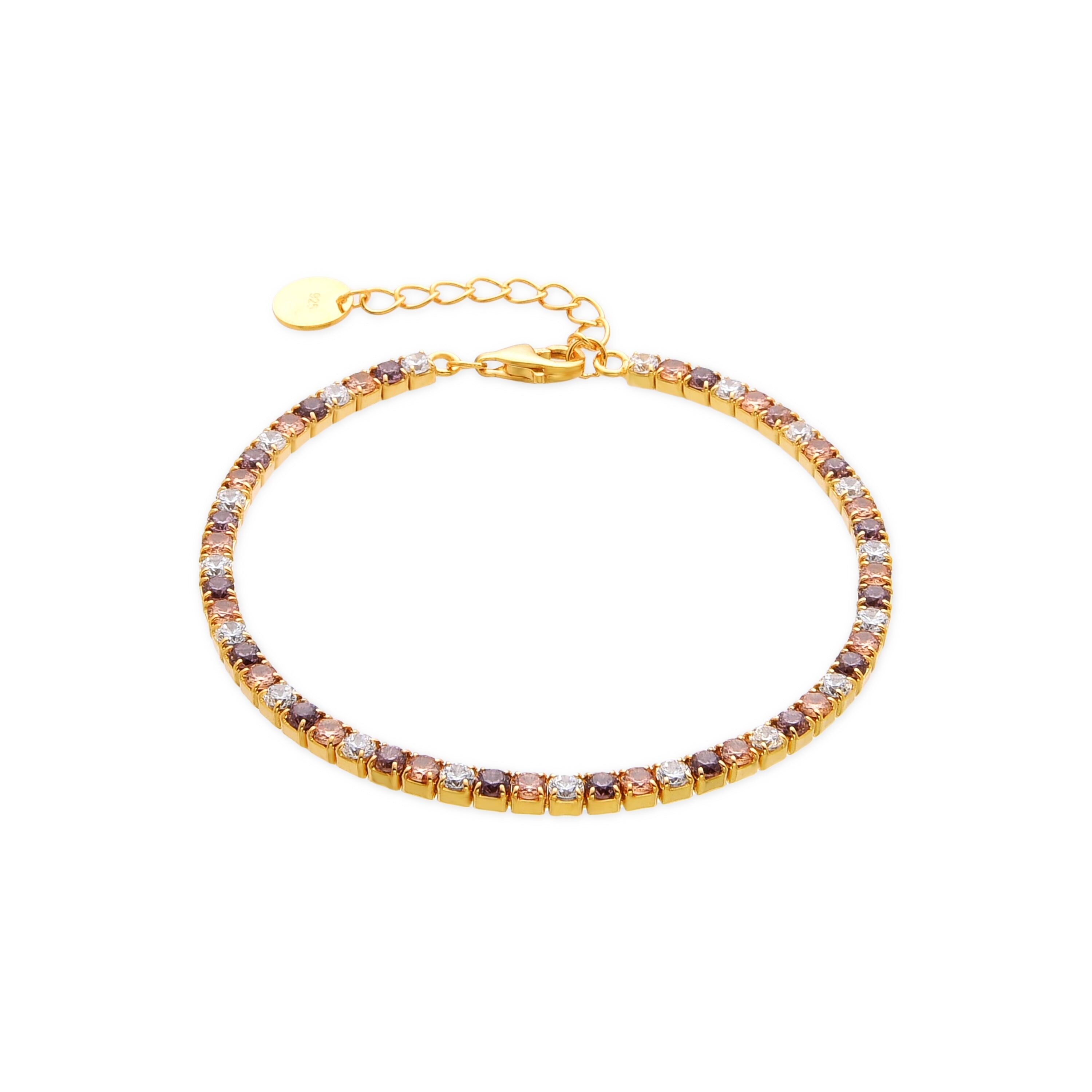 Bracciale Luxenter in argento Sterling 925 e zirconi multicolor con finitura in oro 18k - Tahu