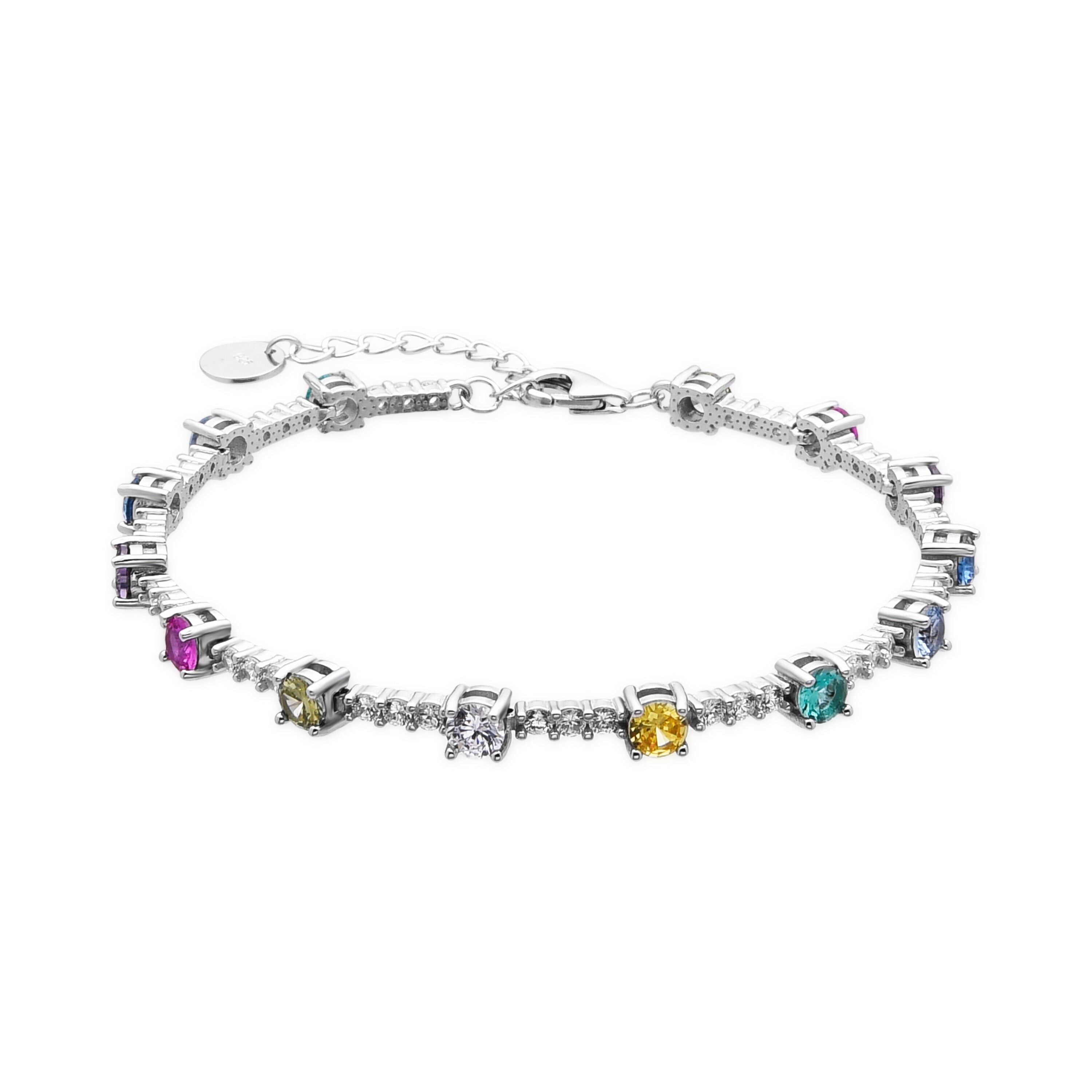 Bracciale Luxenter in argento Sterling 925 e zirconi multicolor con finitura rodio - Kirith