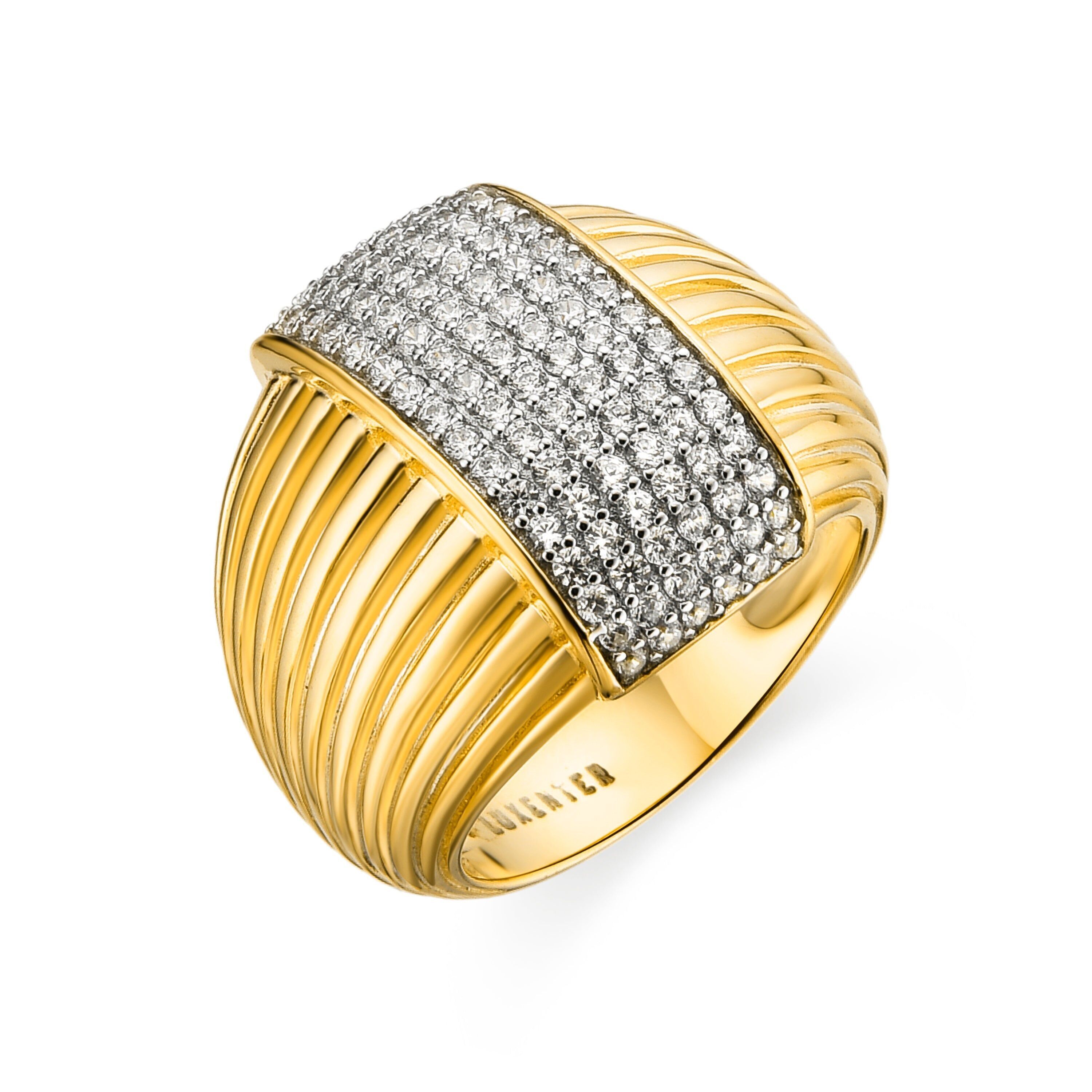 Anello Luxenter in argento sterling 925 e zirconi brillanti con finitura in oro 18k - Prekil