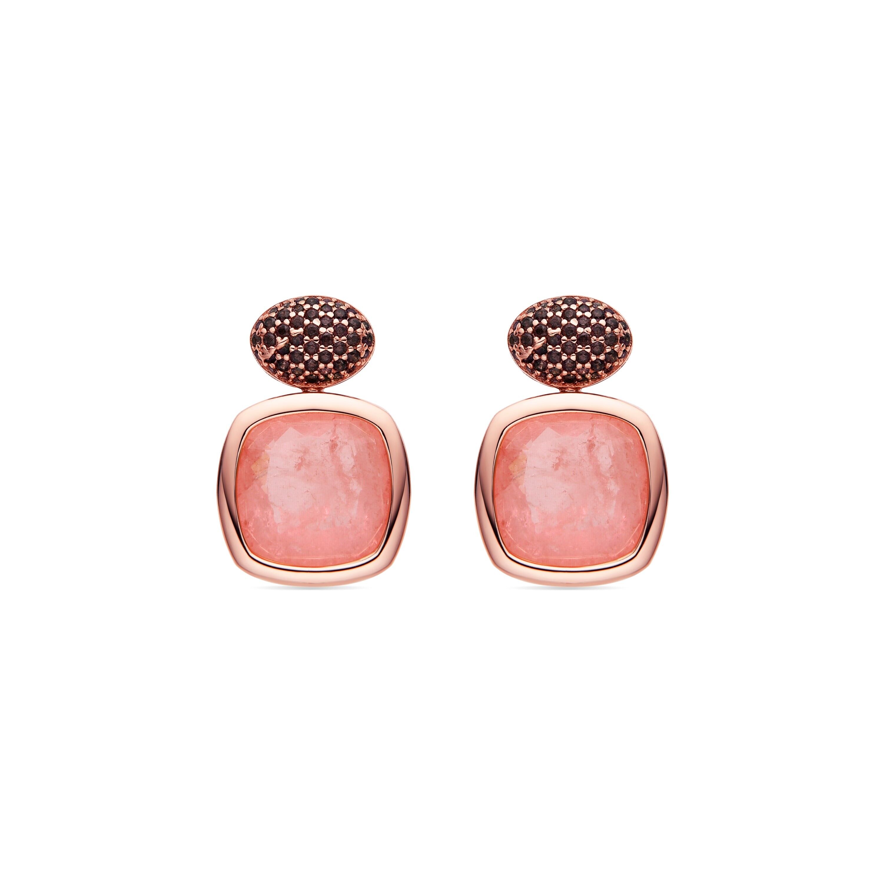 Orecchini Luxenter in argento sterling 925 e zirconi marroni con finitura in oro 18k - Parsias