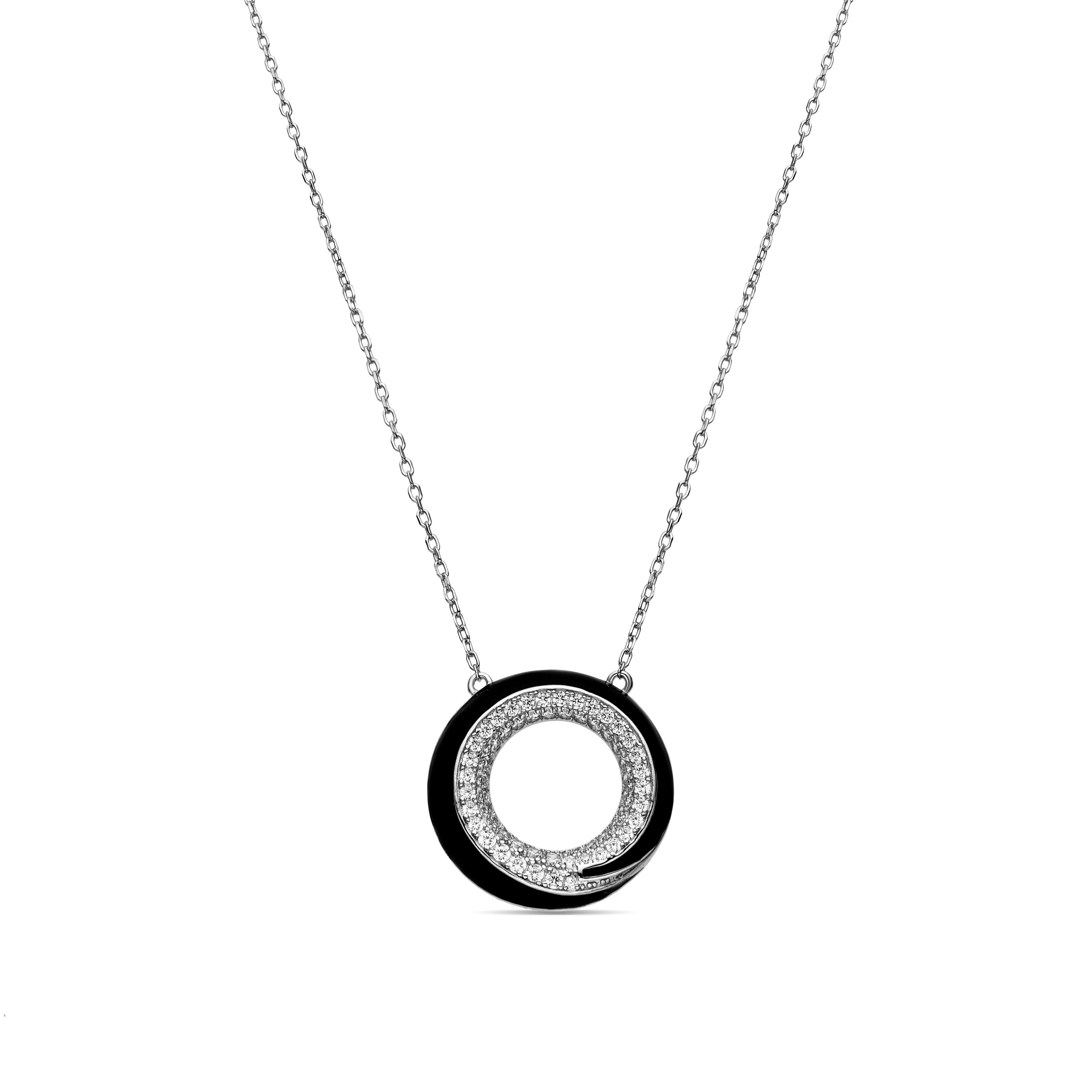 Collana Luxenter in argento Sterling 925 e lacca nera con finitura rodio - Darkbe