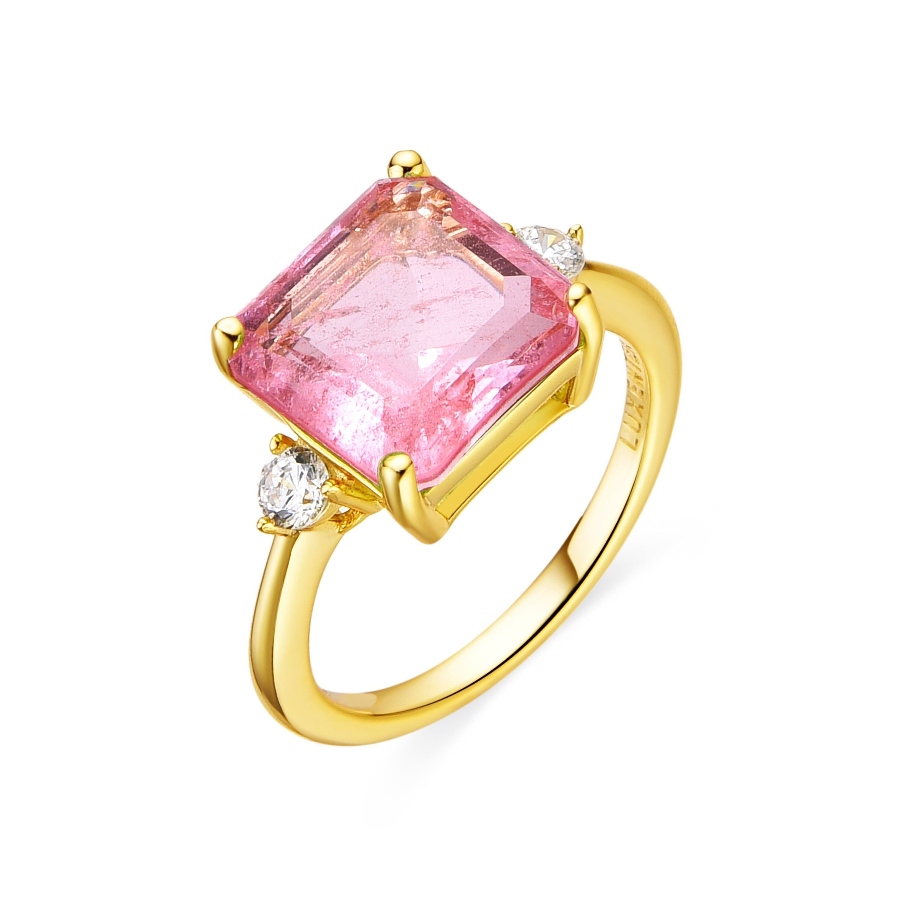 Anello Luxenter in argento sterling 925 e zirconi rosa con finitura in oro 18k - Ryox