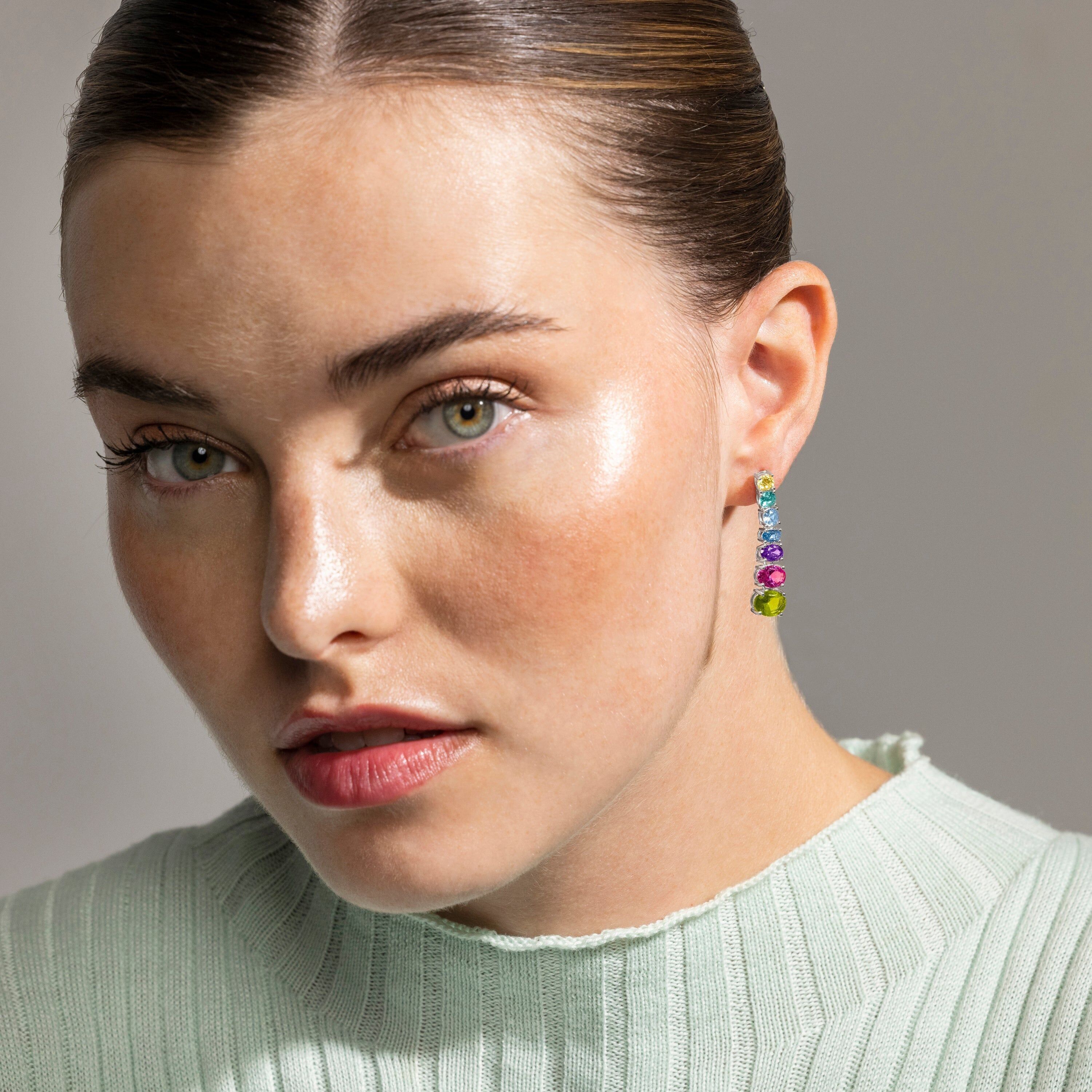 Orecchini Luxenter in argento Sterling 925 e zirconi multicolor con finitura rodiata - Zelpo