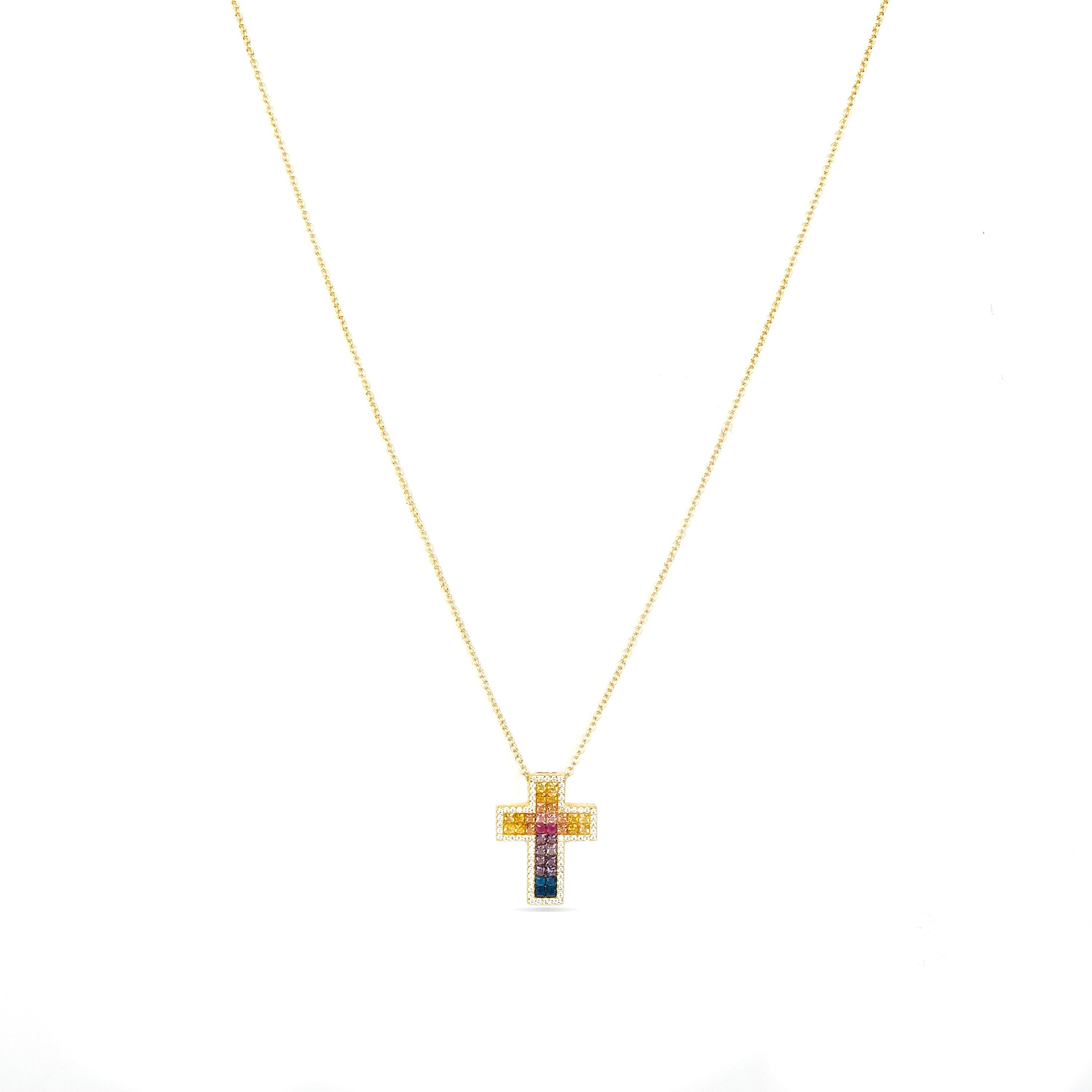 Collana Luxenter in argento sterling 925 e zirconi multicolor con finitura in oro 18k - Bhaime