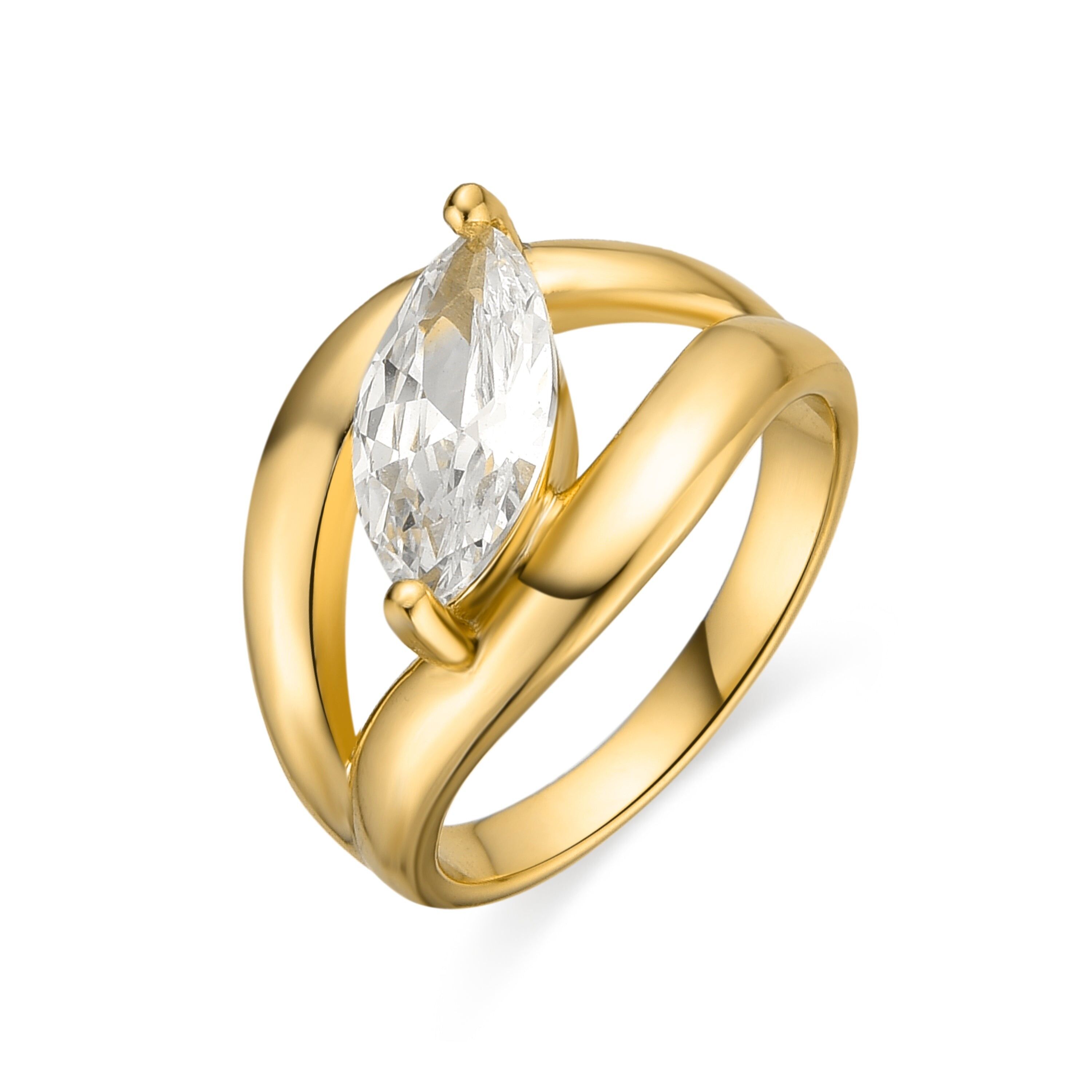 Anello Luxenter in argento sterling 925 e zirconi brillanti con finitura in oro 18k - Nathon