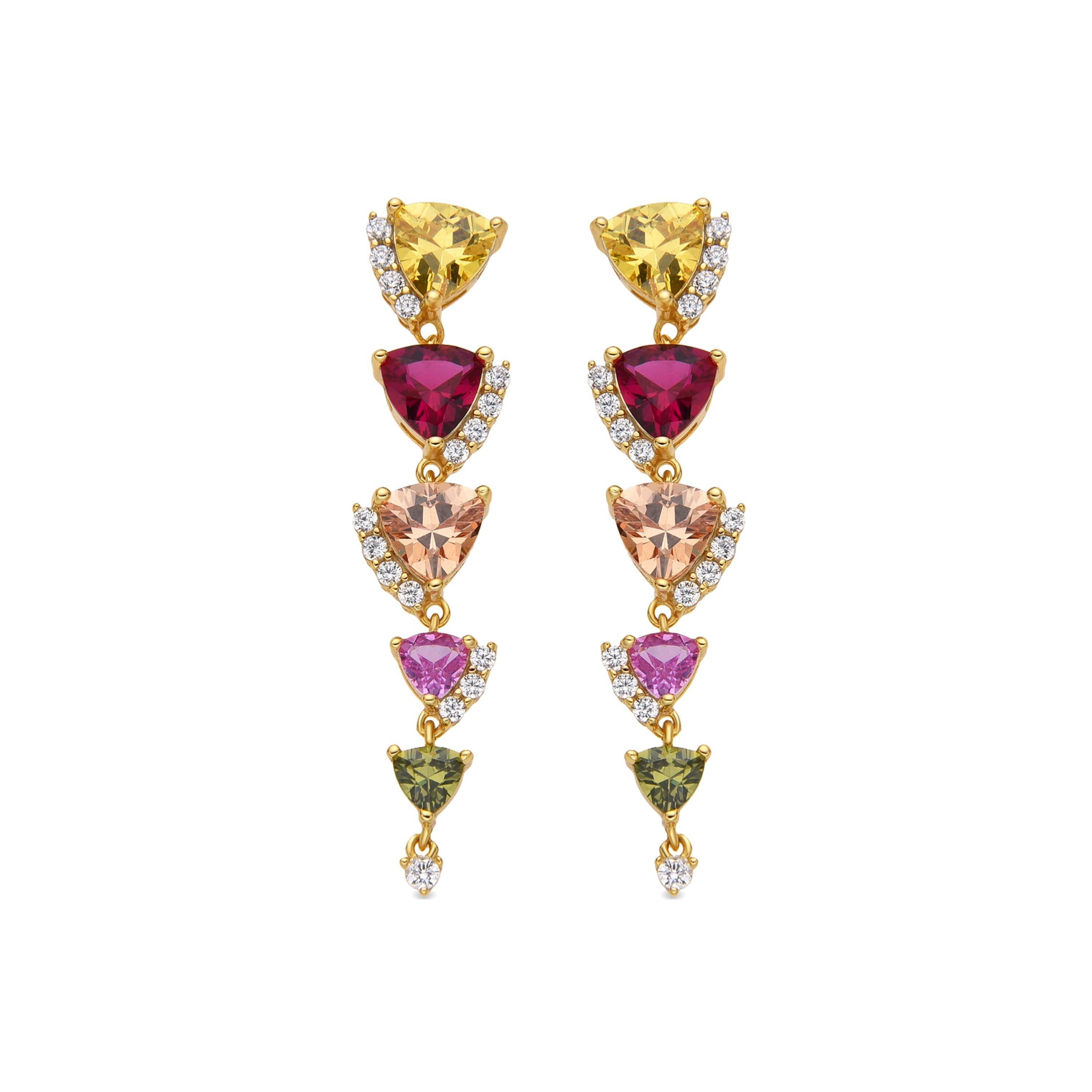 Orecchini Luxenter in argento sterling 925 e zirconi multicolor con finitura in oro 18k - Tamek