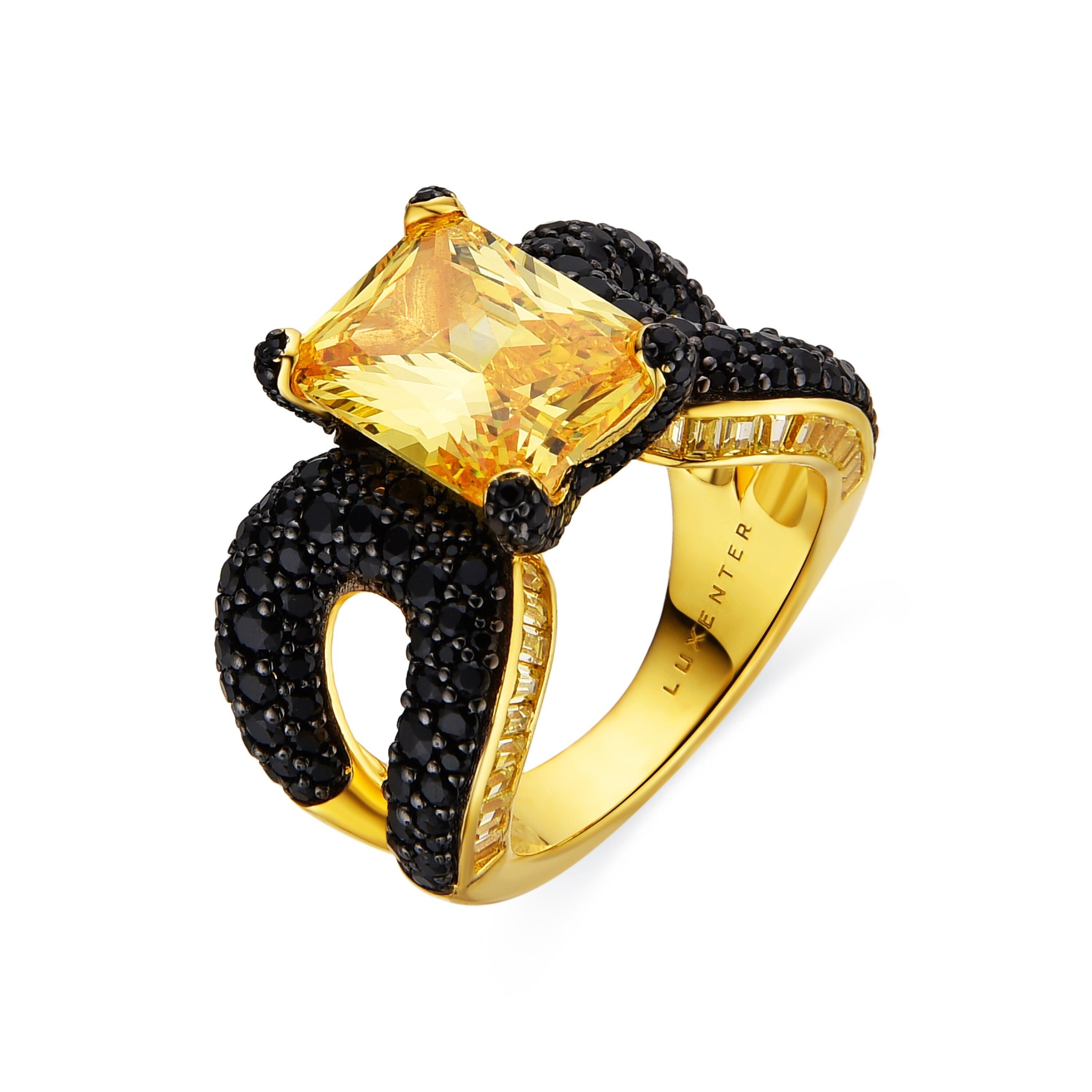 Anello Luxenter in argento sterling 925 e finitura oro 18k Padparadscha - Kahanza