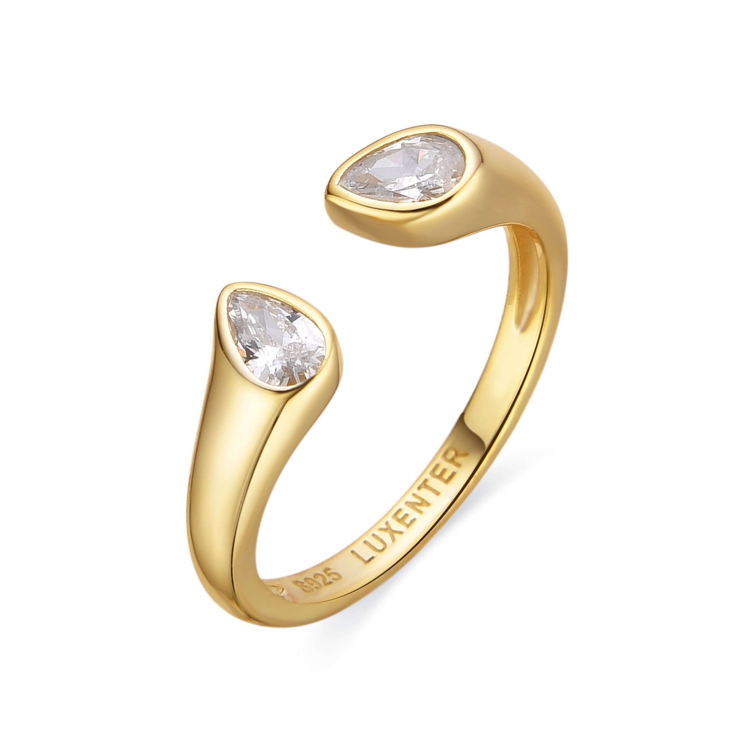 Anello Luxenter in argento sterling 925 e zirconi brillanti con finitura in oro 18k - Hysepth
