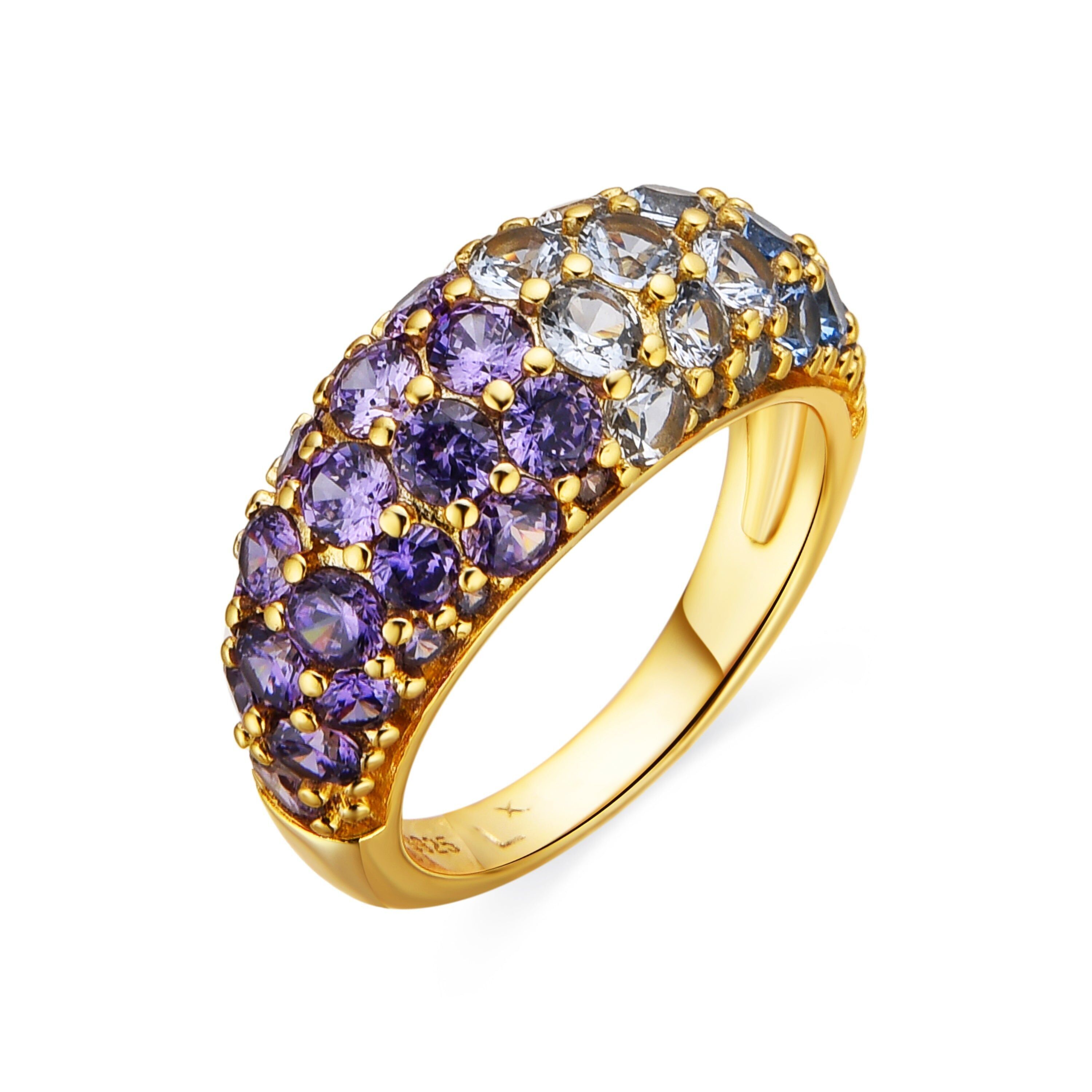 Anello Luxenter in argento sterling 925 e zirconi multicolor con finitura in oro 18k - Abxi