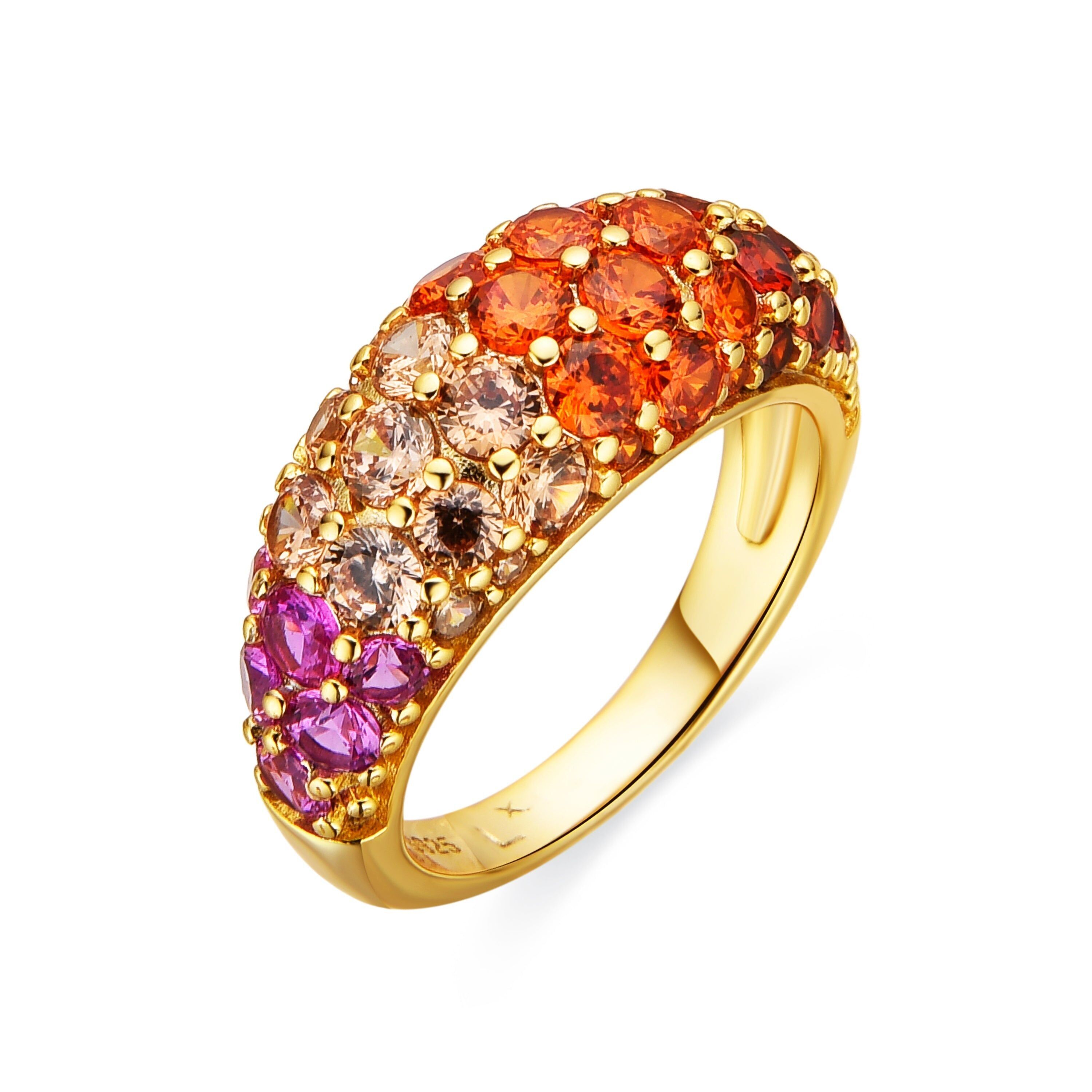 Anello Luxenter in argento sterling 925 e zirconi multicolor con finitura in oro 18k - Abxi