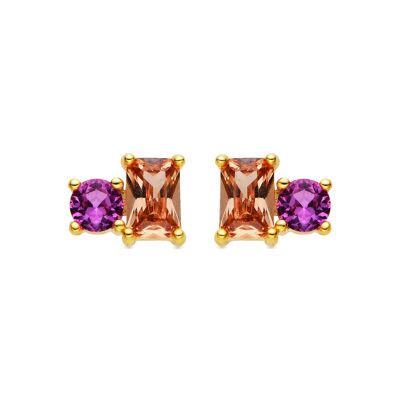 Pendientes Luxenter de Plata de Ley 925 y Circonita Multicolor acabado oro 18k - Eleon