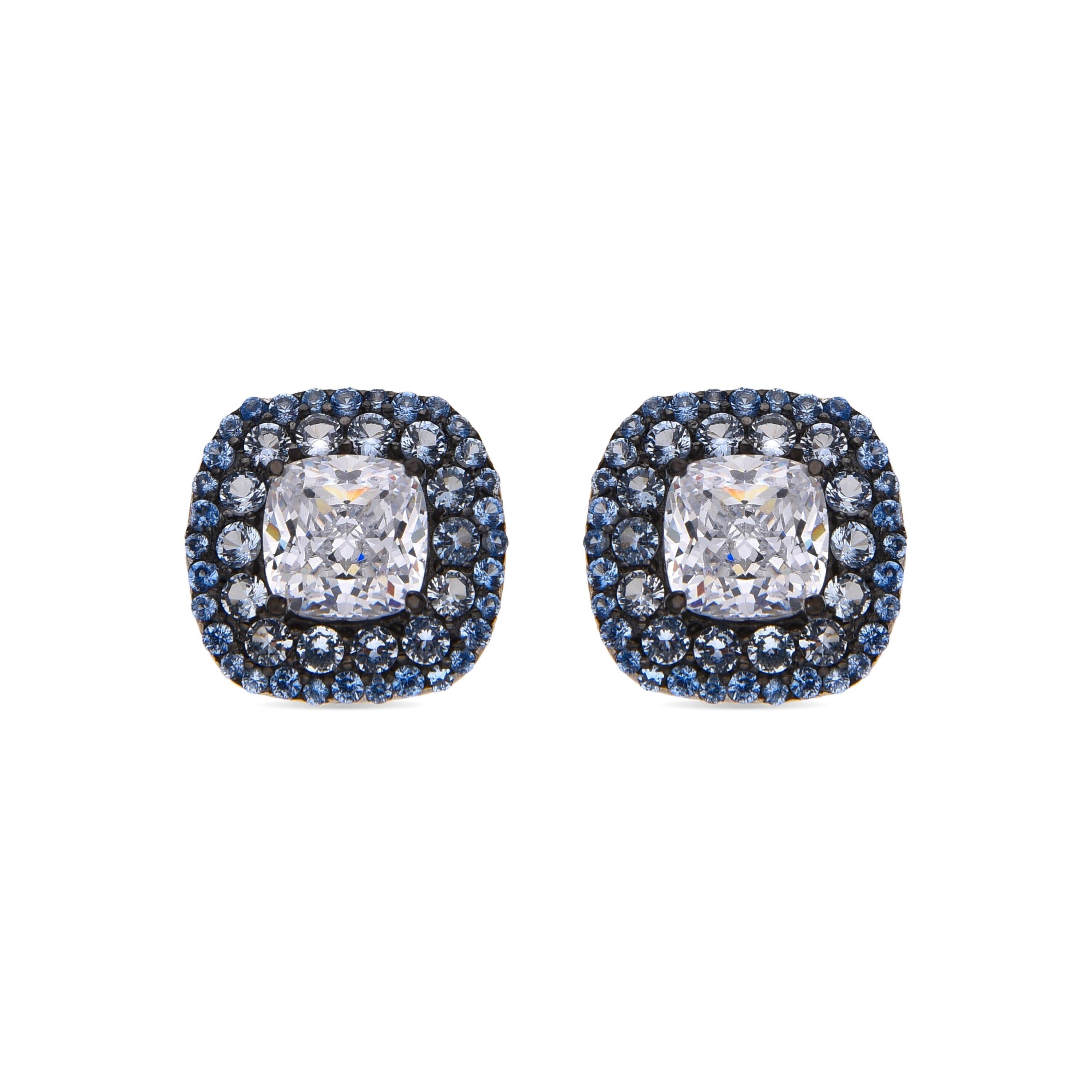 Orecchini Luxenter in argento sterling 925 e zirconi topazio blu con finitura rodio - Salug