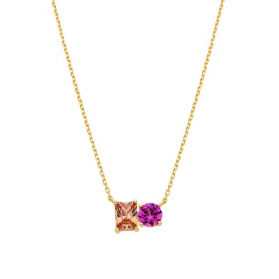 Collana Luxenter in argento Sterling 925 e zirconi multicolor con finitura in oro 18k - Eleon