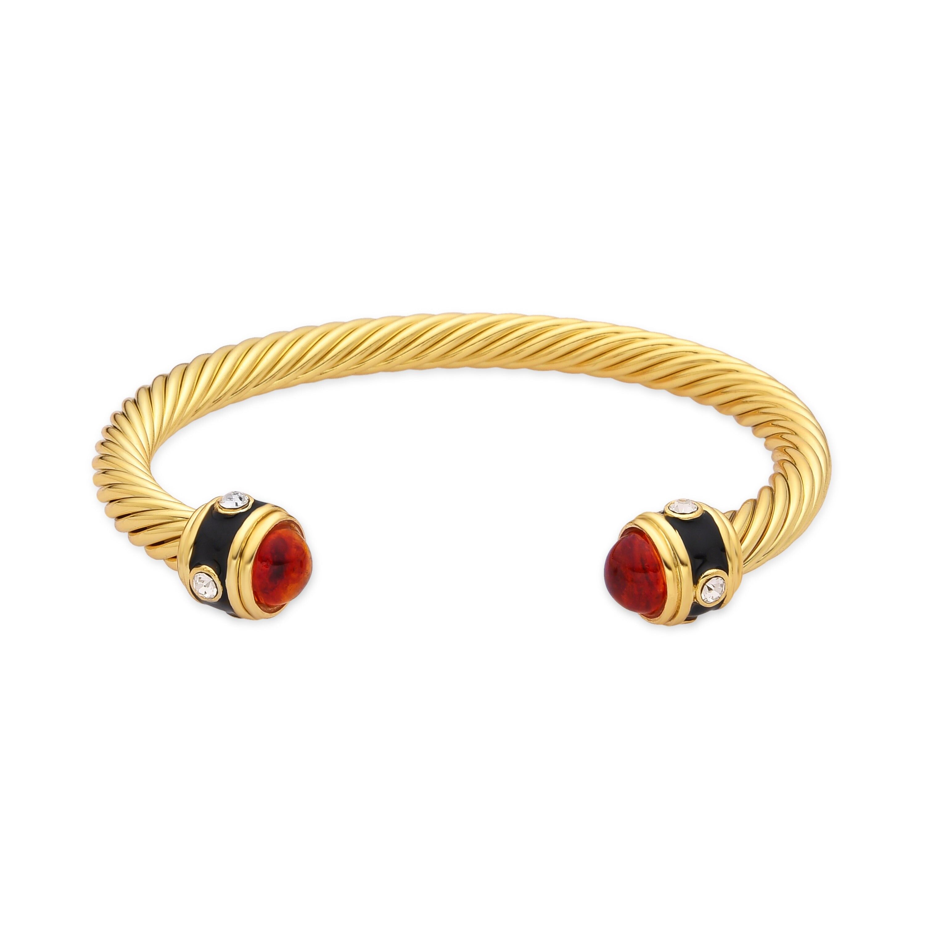Bracciale Luxenter con resina ambrata finitura oro 18k - Overnya