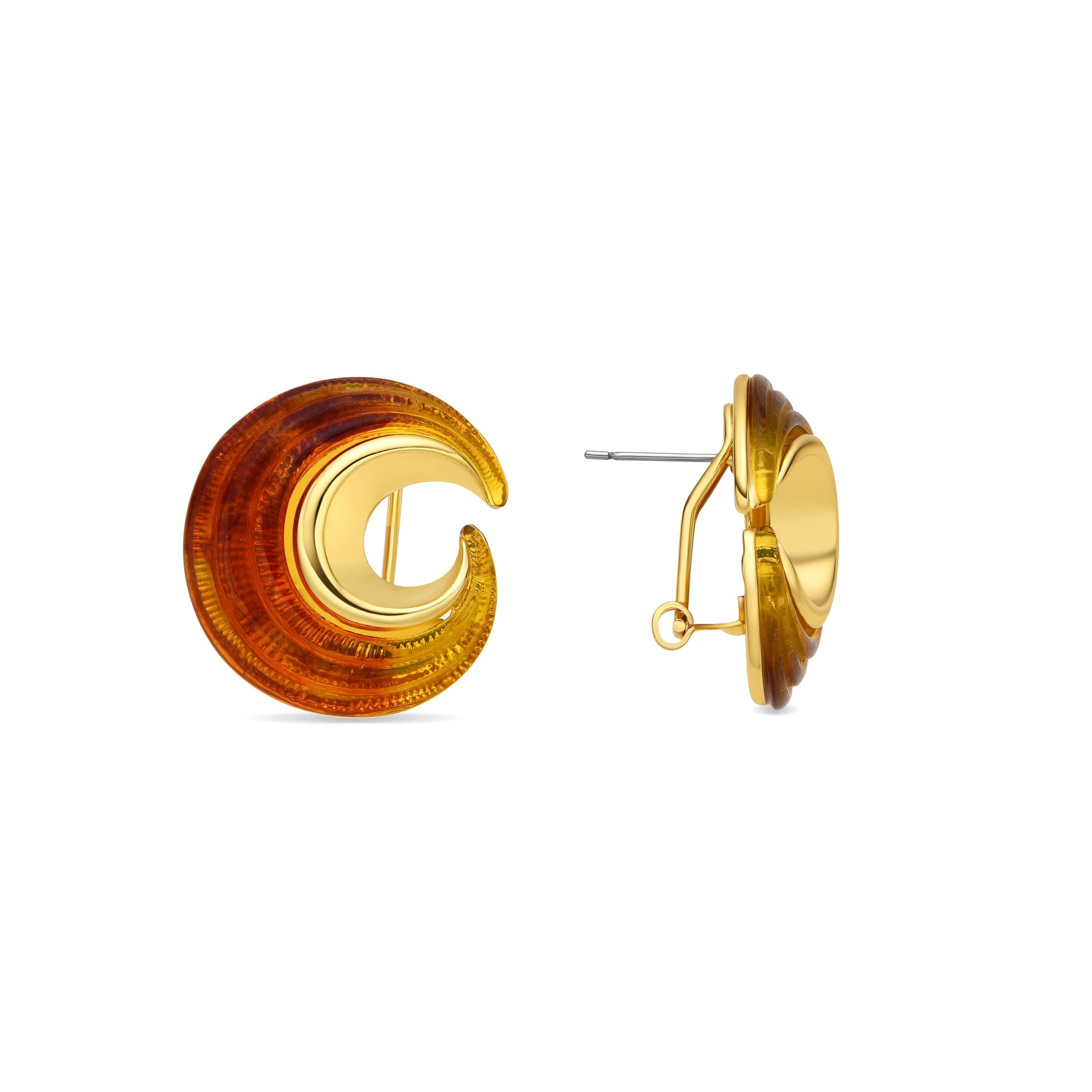 Orecchini Luxenter con resina ambrata finitura oro 18k - Overnya