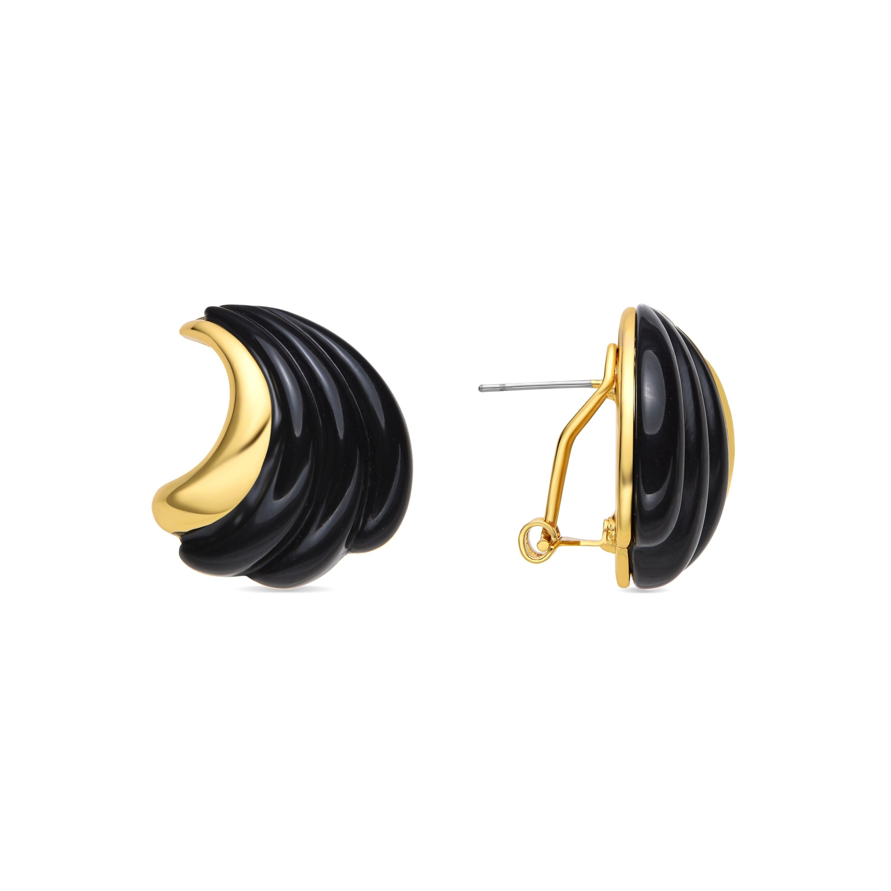 Orecchini Luxenter con resina nera finitura oro 18k - Modwi