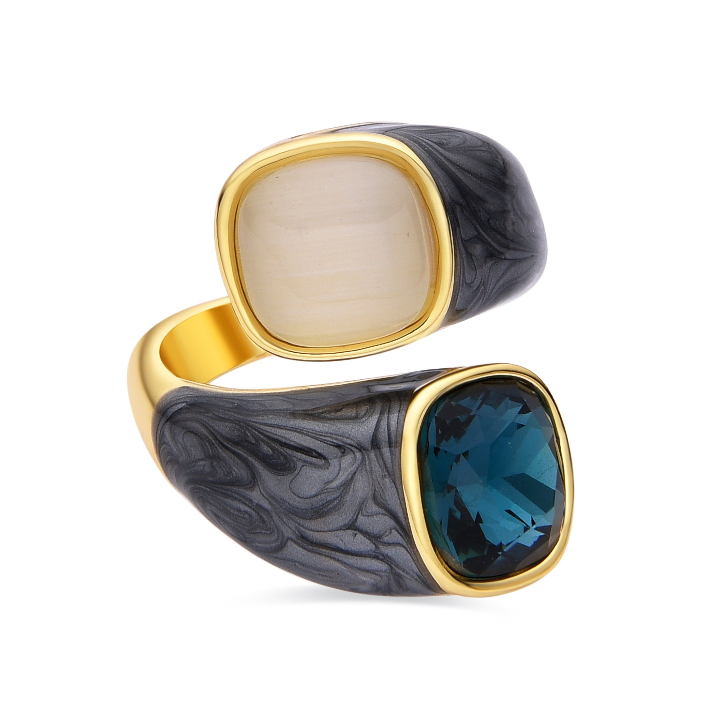 Anello Luxenter con finitura laccata grigia in oro 18k - Sethi