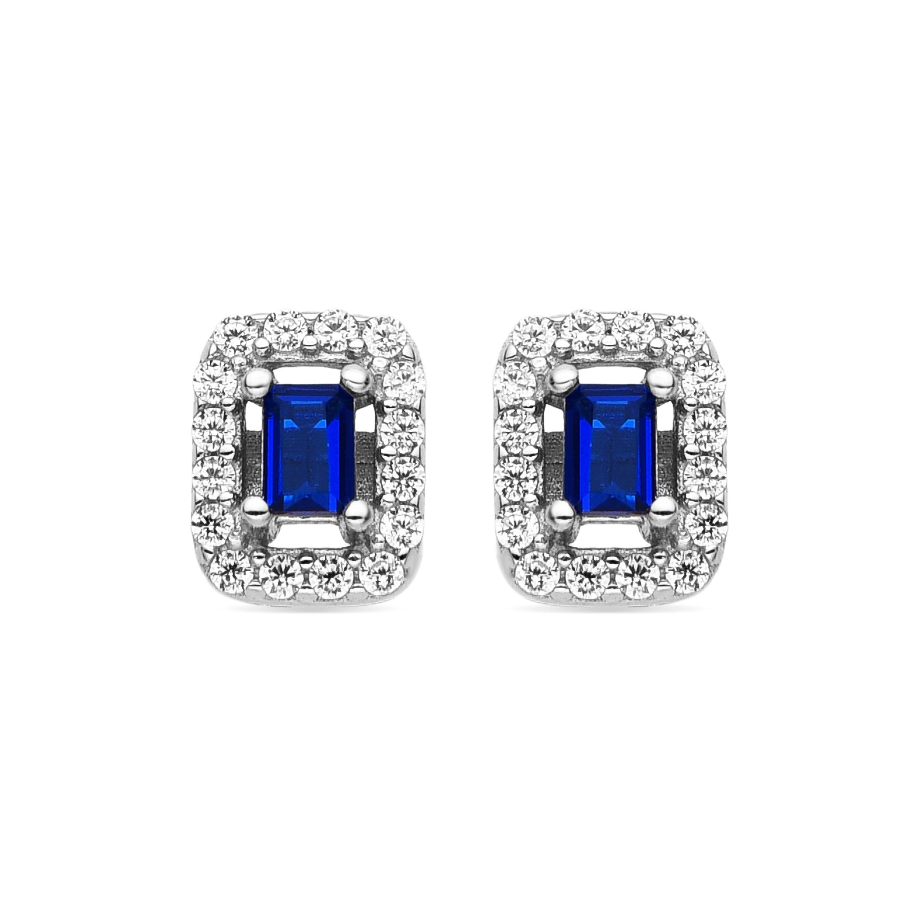 Orecchini Luxenter in argento sterling 925 e zirconi zaffiro con finitura rodio - Sesh