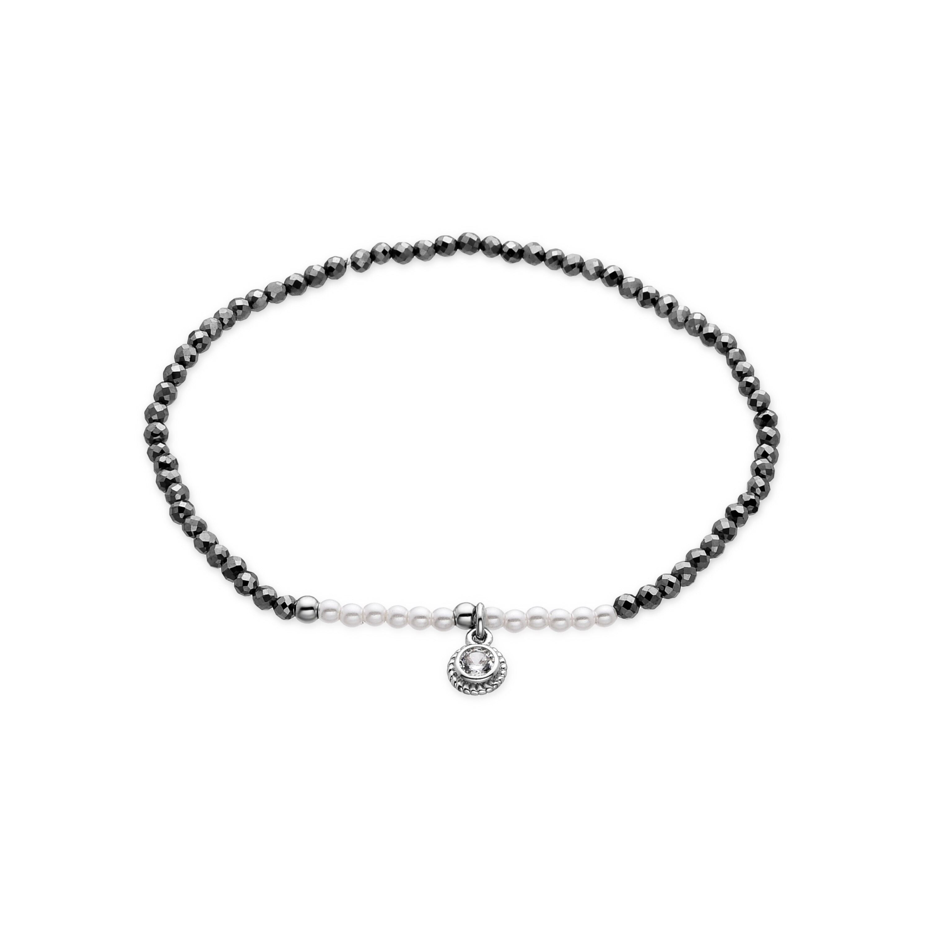 Bracciale Luxenter in argento Sterling 925 e perla bianca con finitura rodio - Miakde