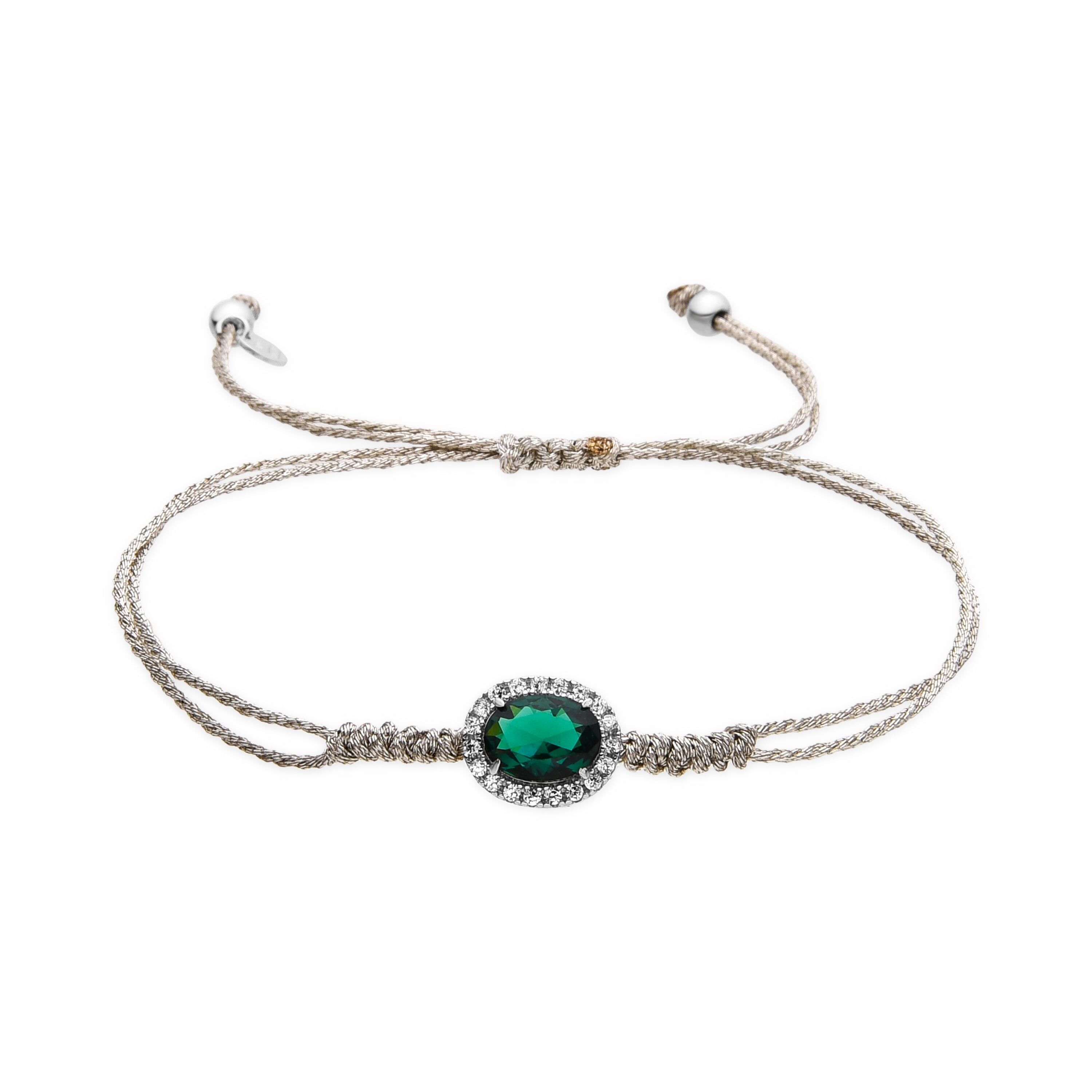 Bracciale Luxenter in argento Sterling 925 e zirconi color smeraldo con finitura rodio - Lyla