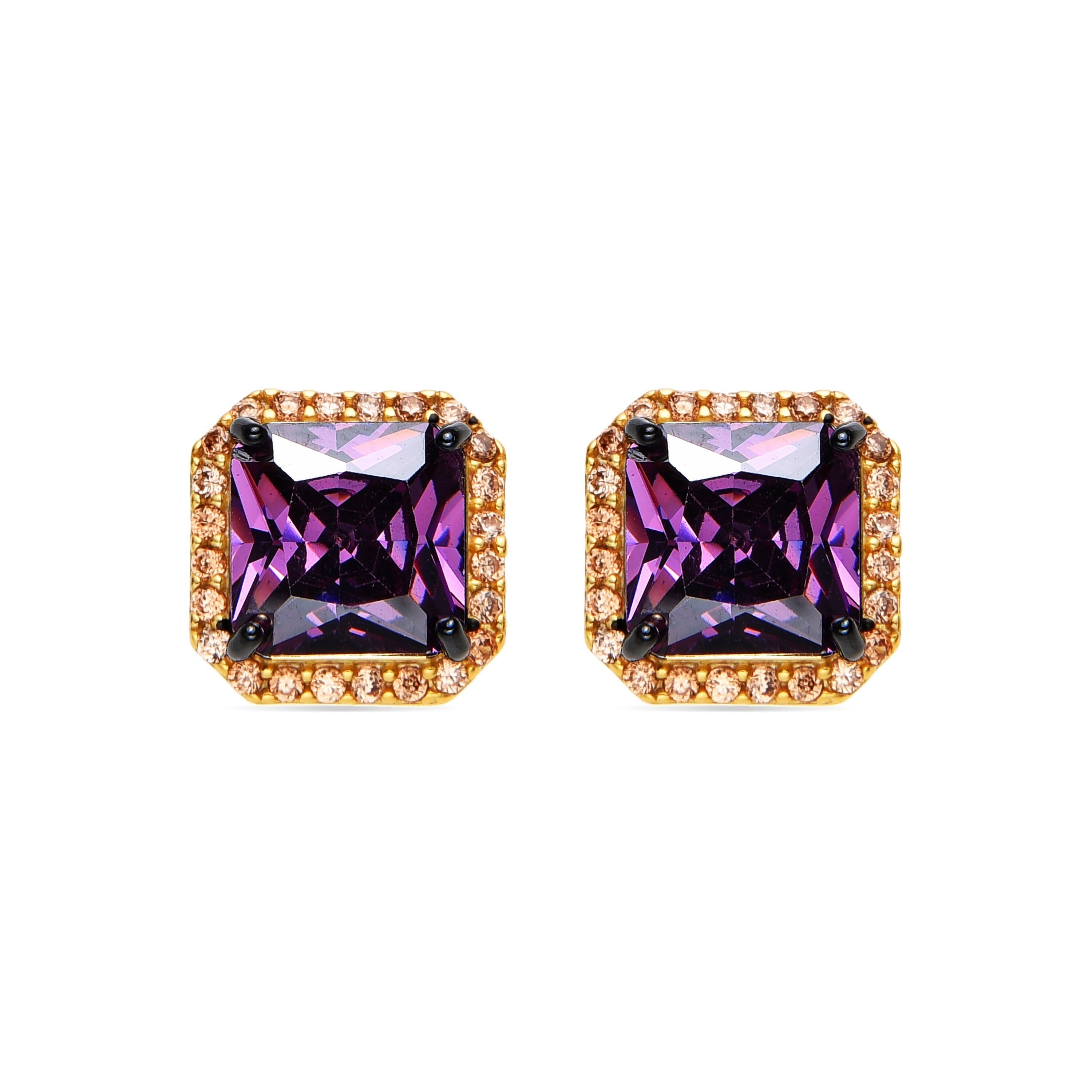 Orecchini Luxenter in argento sterling 925 e zirconi champagne con finitura in oro 18k - Nehu