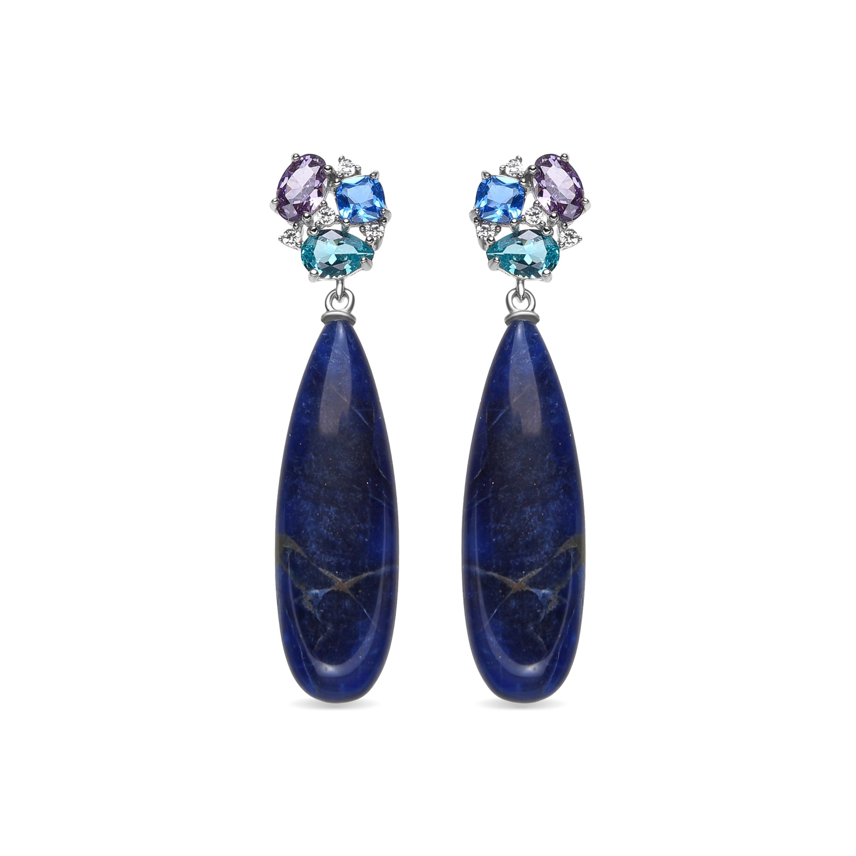 Orecchini Luxenter in argento sterling 925 e zirconi multicolor con finitura rodio - Orbus