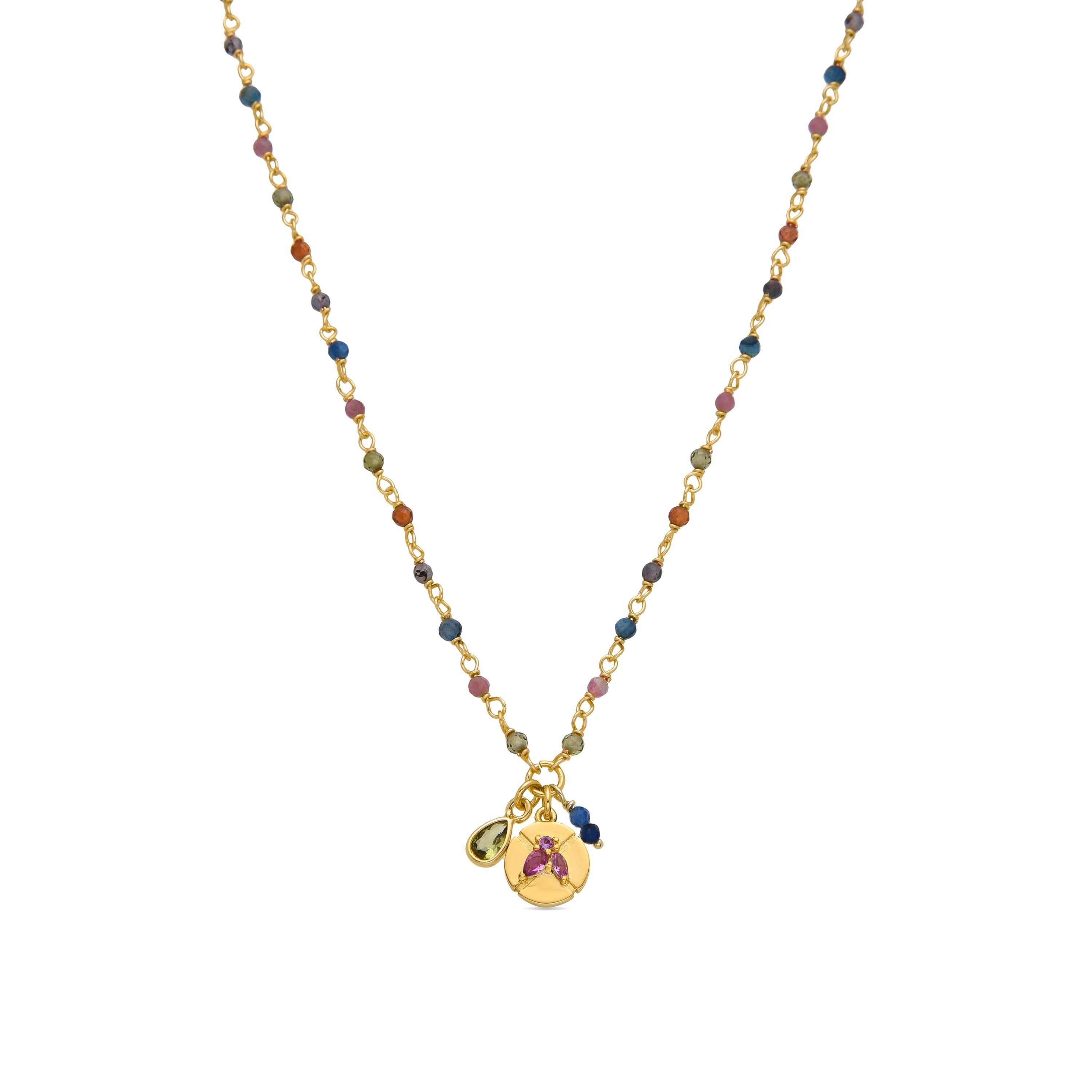 Collana Luxenter in argento sterling 925 e cristallo multicolore con finitura oro 18k - Iorz