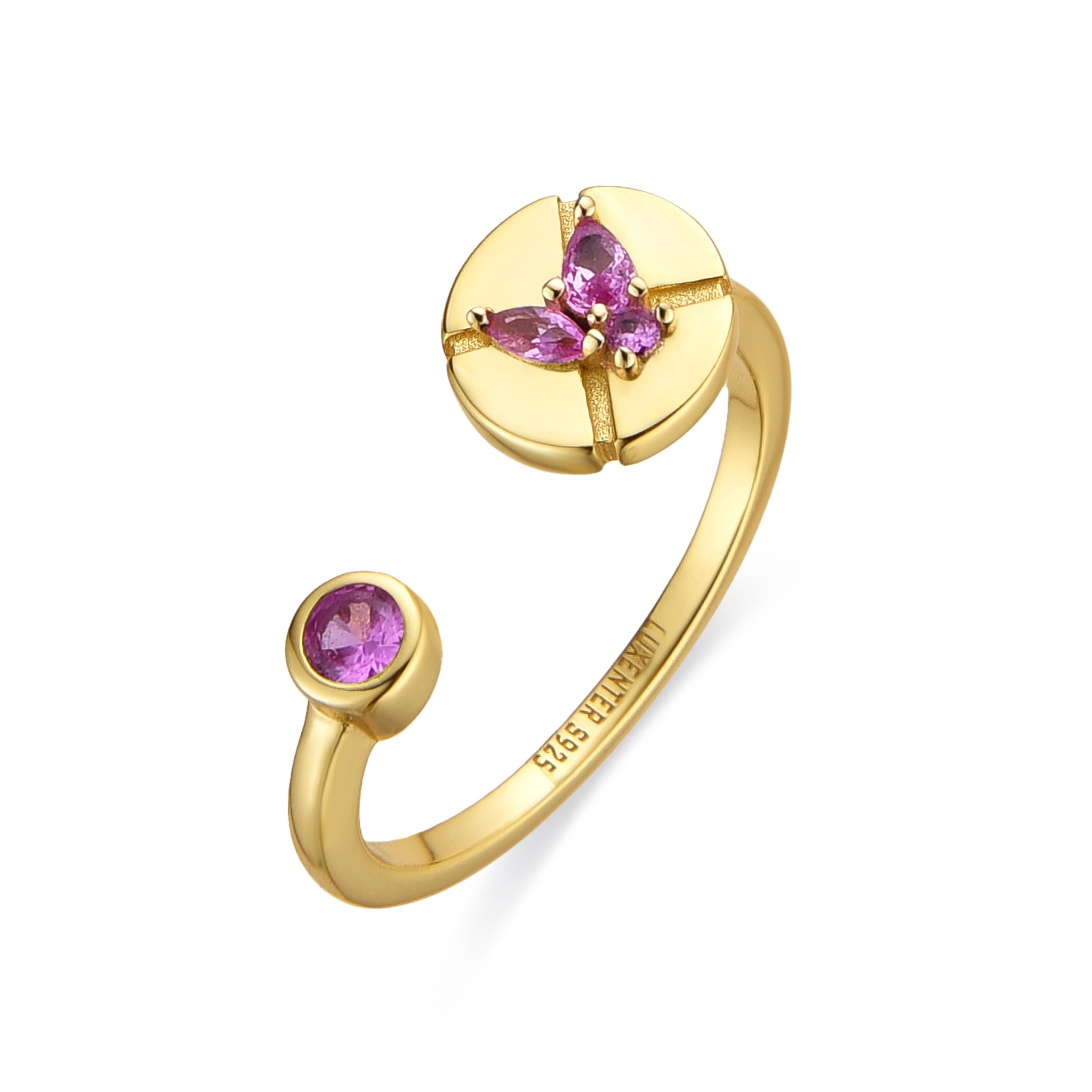 Anello Luxenter in argento sterling 925 e zirconi rosa con finitura in oro 18k - Ufore
