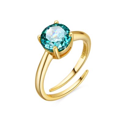 Anillo Luxenter de Plata de Ley 925 y Cuarzo Hidrotermal Verde Claro acabado oro 18k - Baran