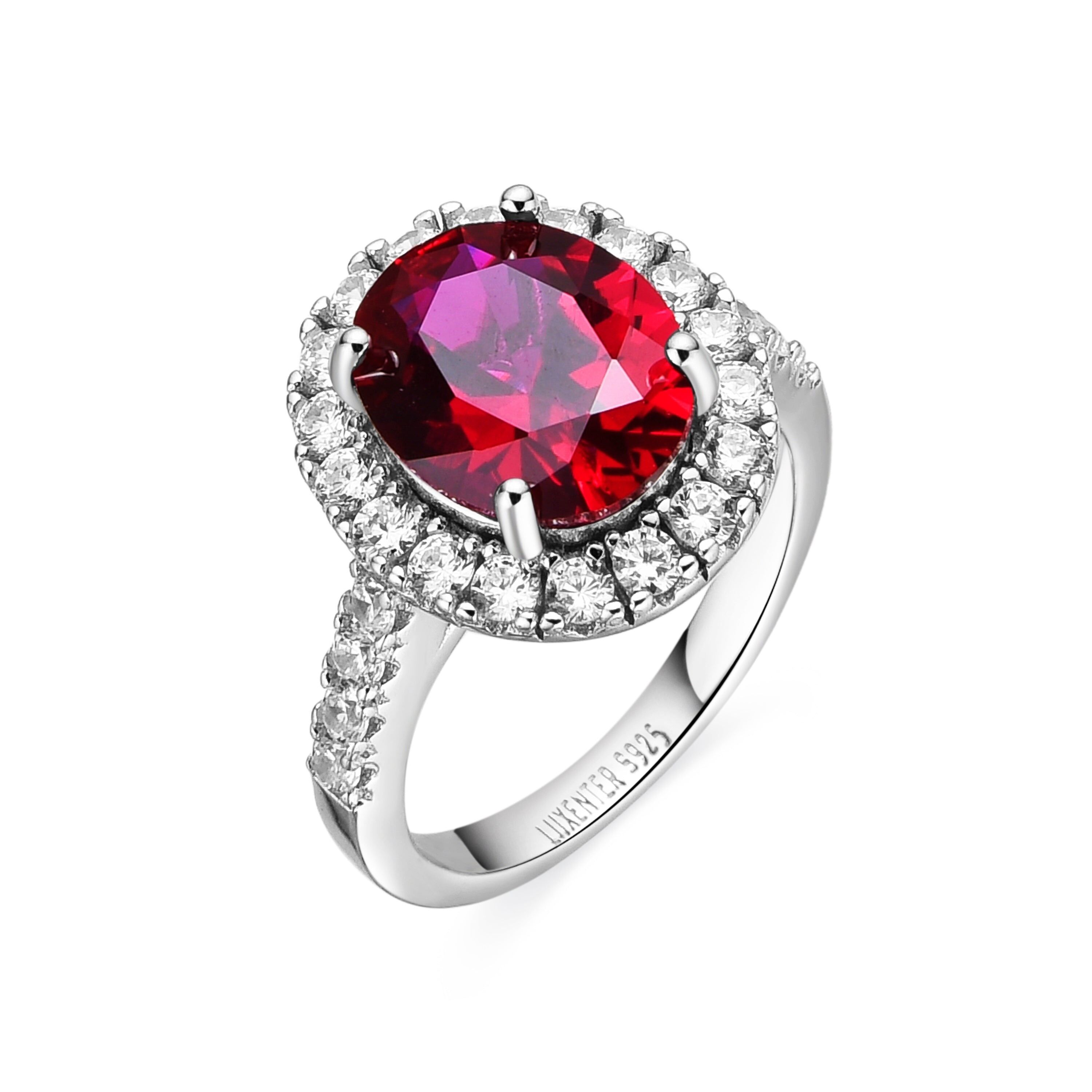 Anello Luxenter in argento sterling 925 e zirconi rubino con finitura rodio - Lyla