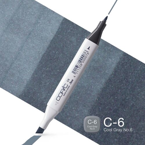 COPIC Classic Coloured Marker Pen - (C-6) Cool Gray No.6, For Art & Crafts, Colouring, Graphics, Highlighter, Design, Anime, Professional & Beginners, Art Supplies & Colouring Books