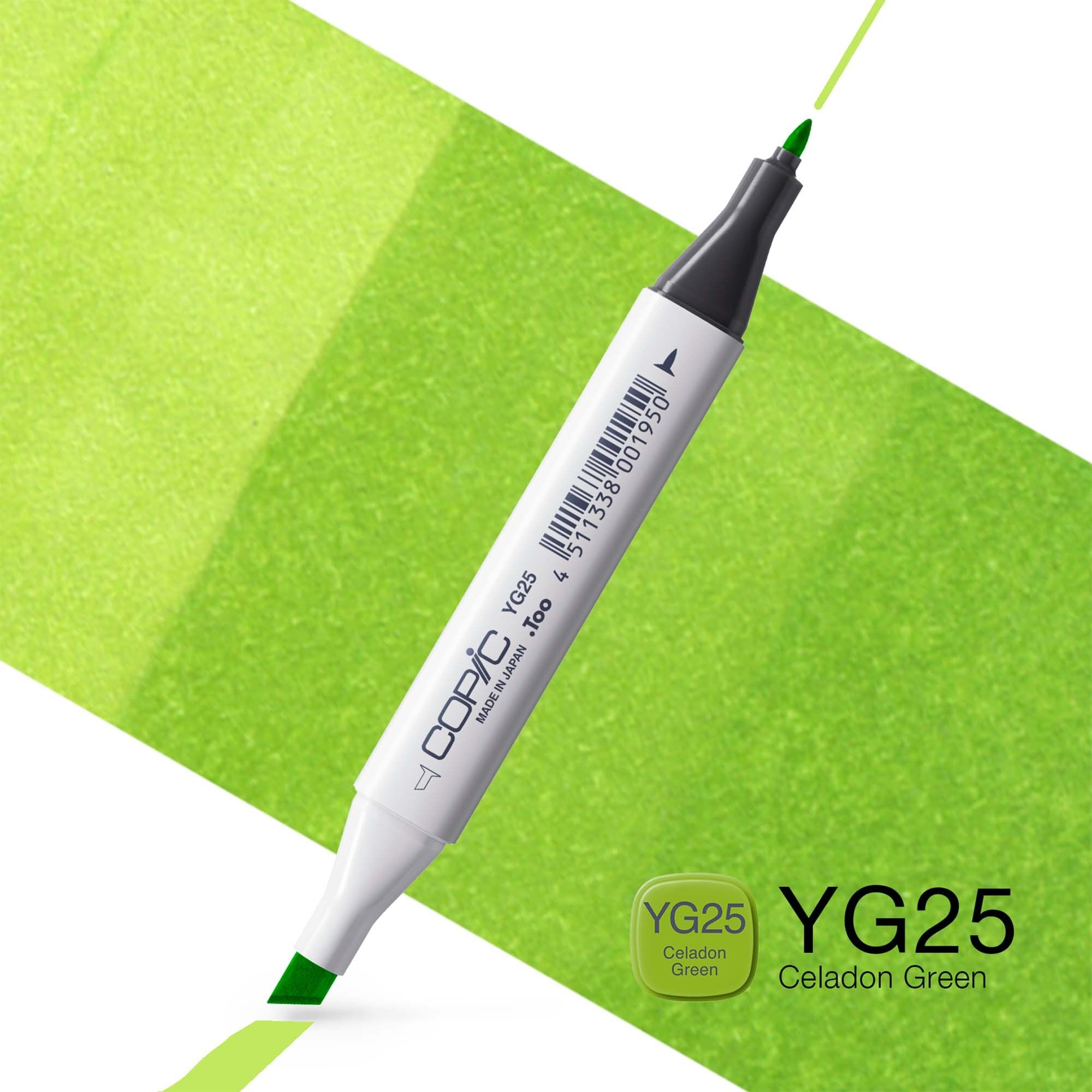 Pennarello colorato COPIC Classic - (YG-25) Celadon Green, per arte e artigianato, colorazione, grafica, evidenziatore, design, anime, professionisti e principianti, forniture artistiche e libri da colorare