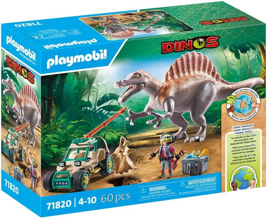 Playmobil 71820 - Ricercatore Spinosaurus e veicolo gru