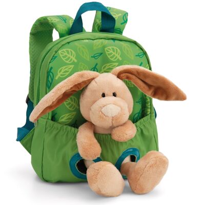 Sac à dos avec peluche 21x26cm lapin 25cm vert
