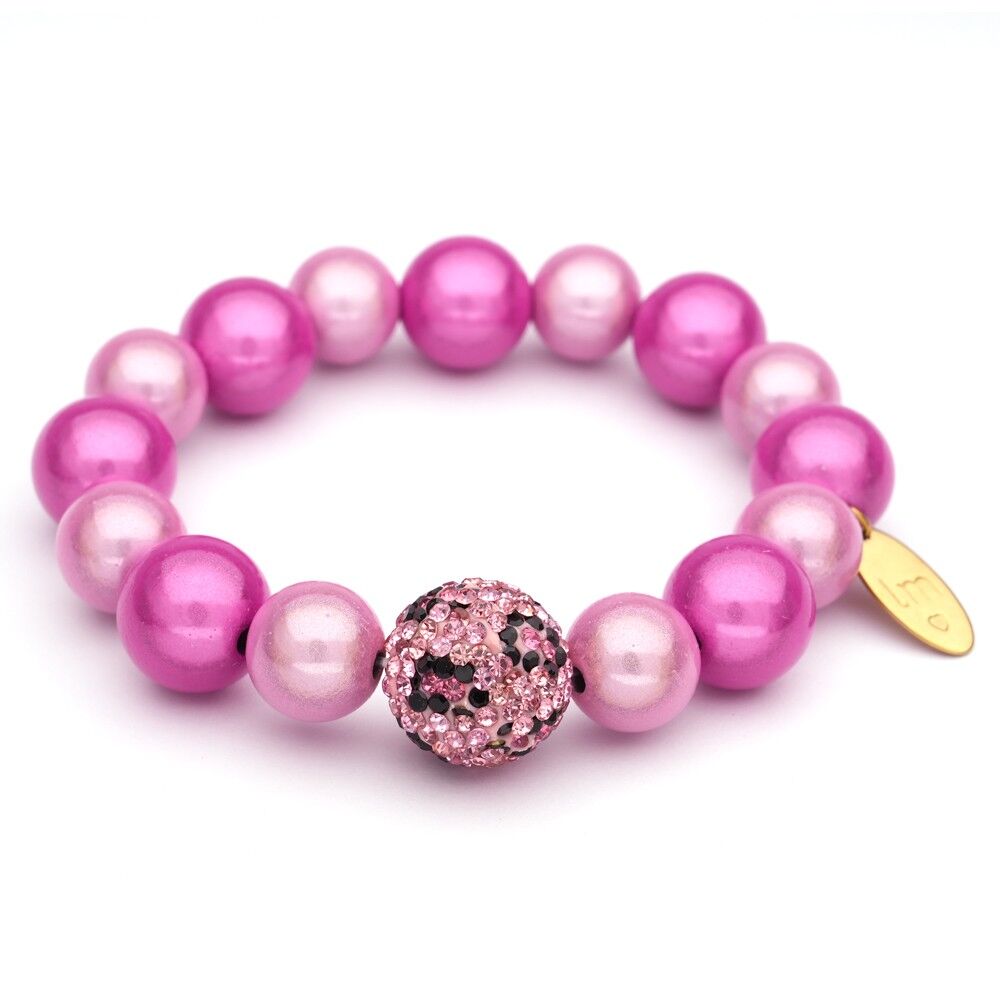 Pulsera LizzyMae con purpurina de leopardo rosa fucsia de 14, 12 y 16 mm