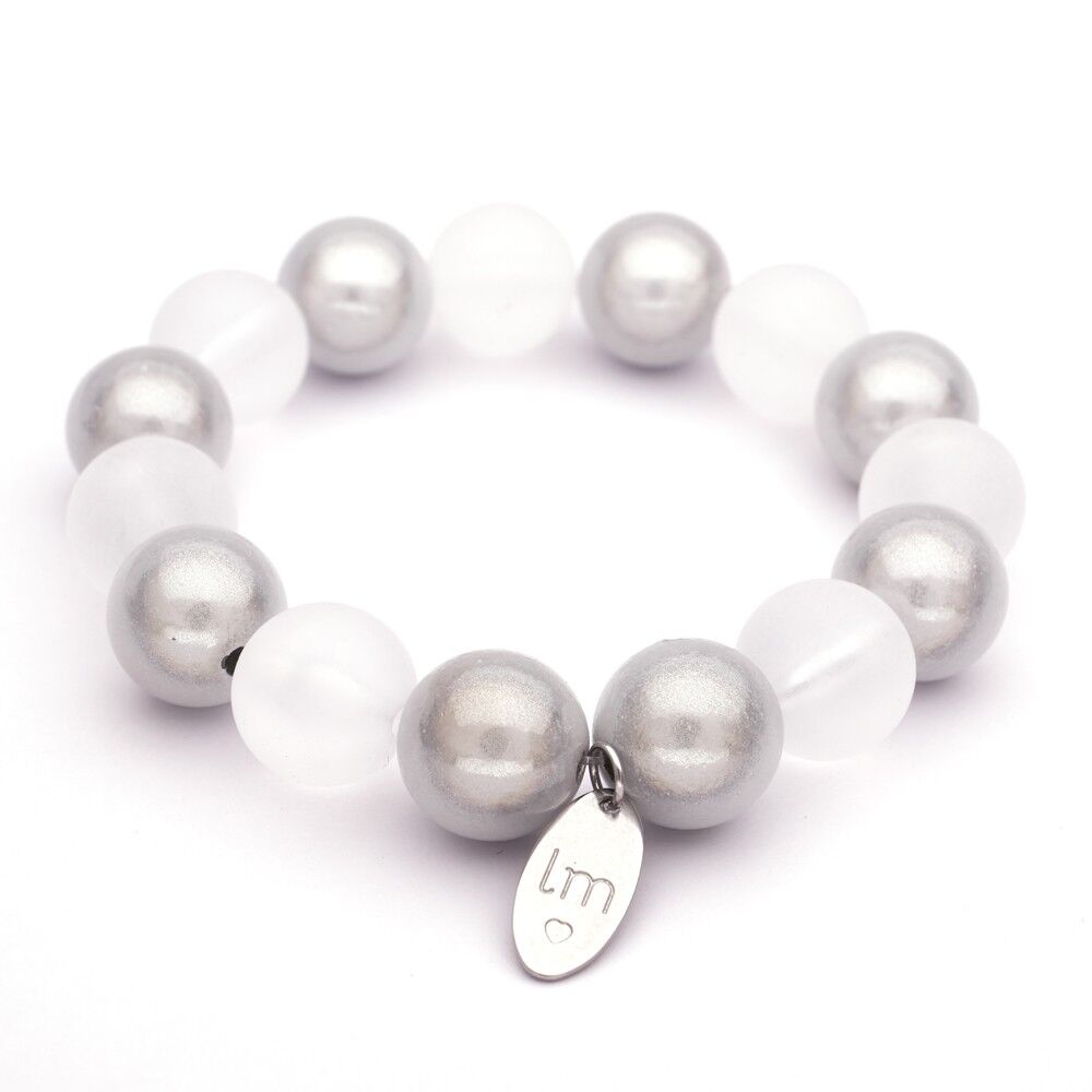 Bracciale LizzyMae Grigio Ghiaccio Bianco 14mm