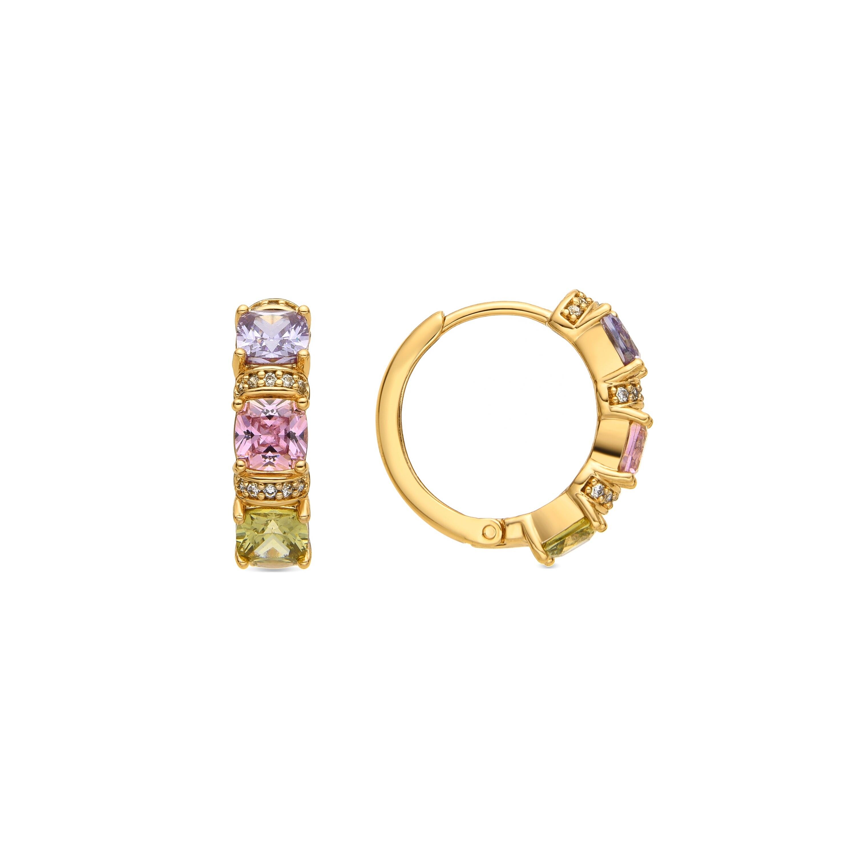 Orecchini Luxenter con Zirconi Multicolori Finitura Oro 18k - Valzu