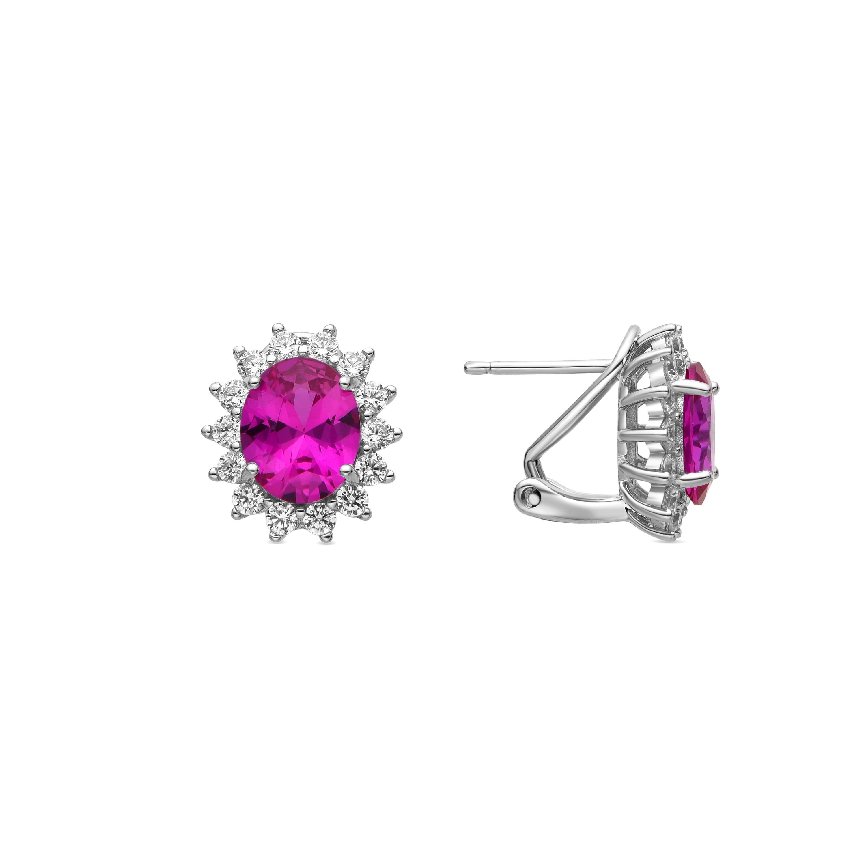 Orecchini Luxenter in argento sterling 925 con zirconi rosa finitura rodio - Dinoc