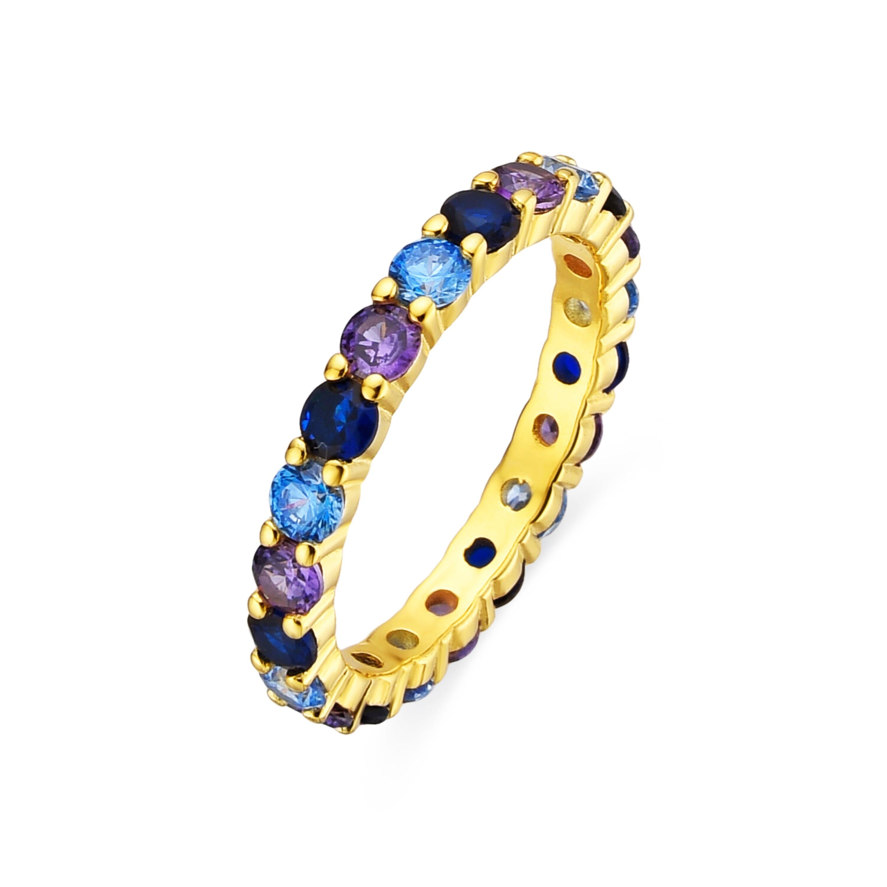 Anello Luxenter in argento sterling 925 e zirconi multicolor con finitura in oro 18k - Luyas