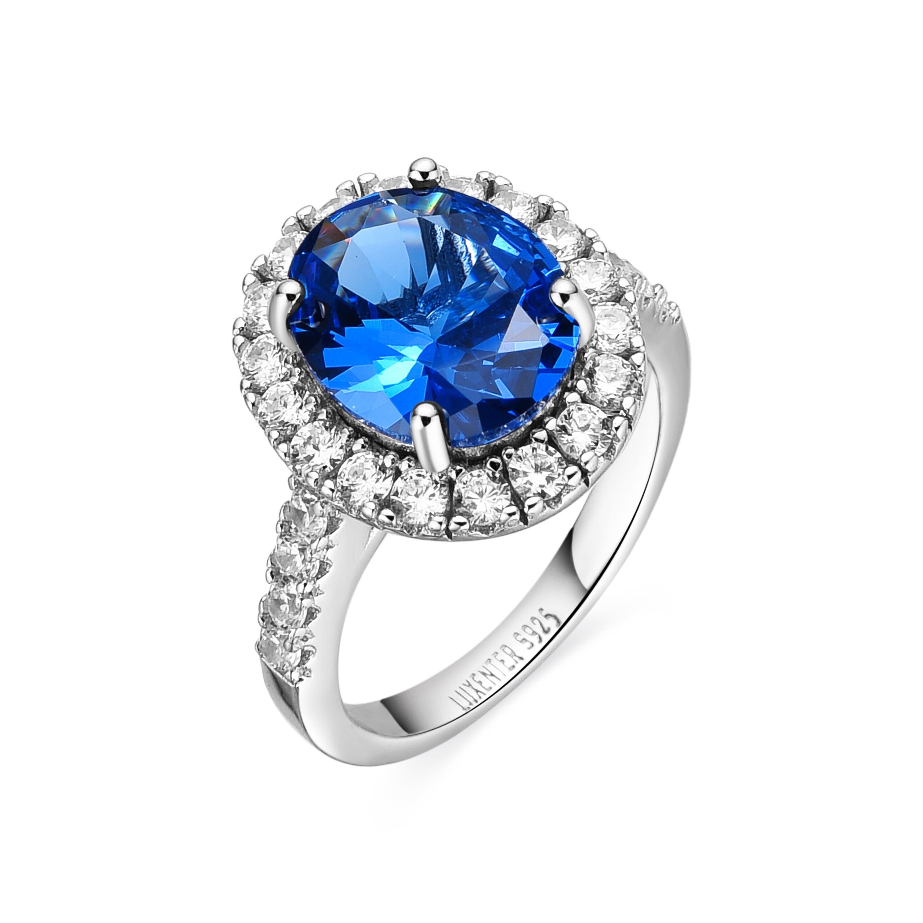 Anello Luxenter in argento sterling 925 e zirconia zaffiro con finitura rodio - Lyla