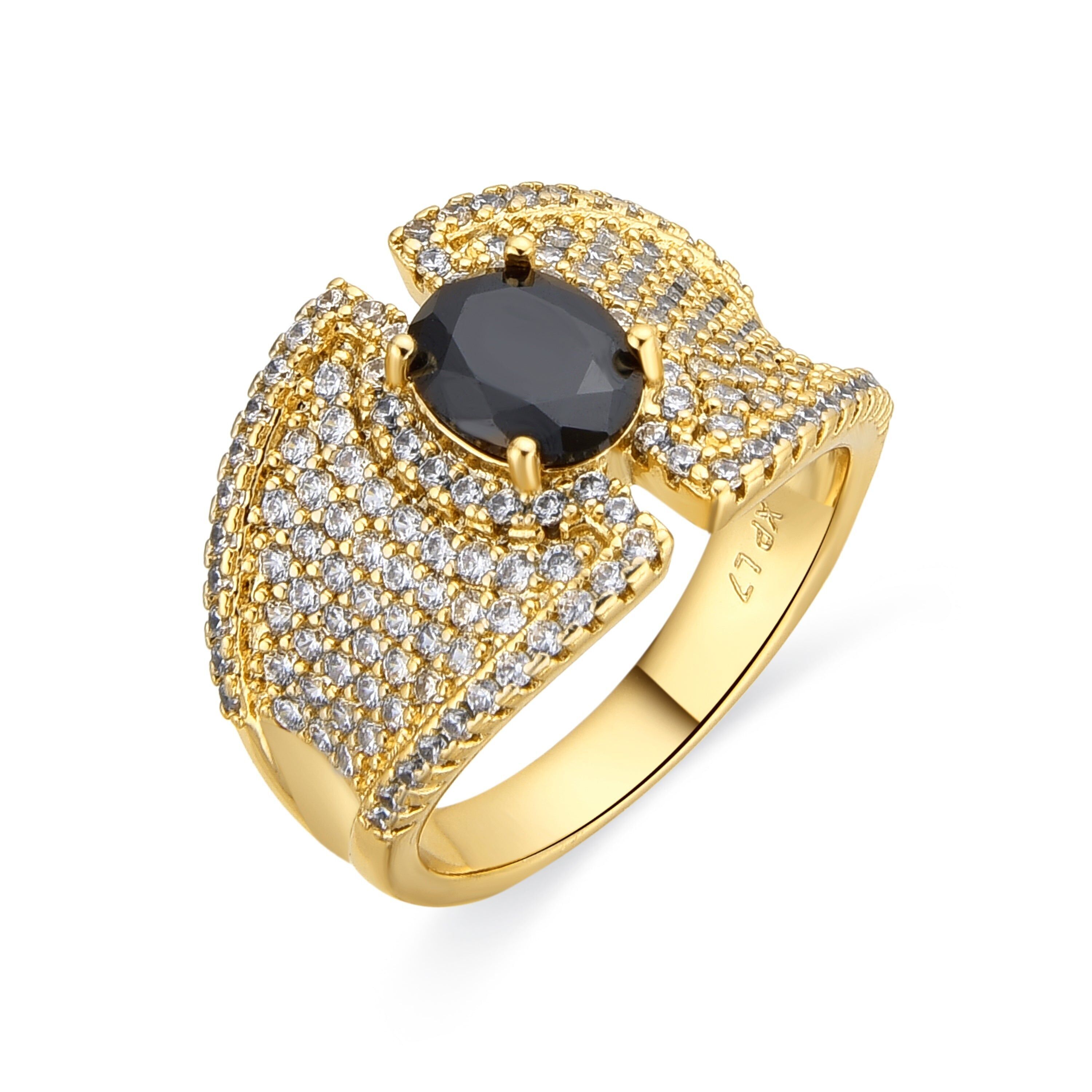 Anello Luxenter con zirconia zaffiro finitura oro 18k - Kiawe