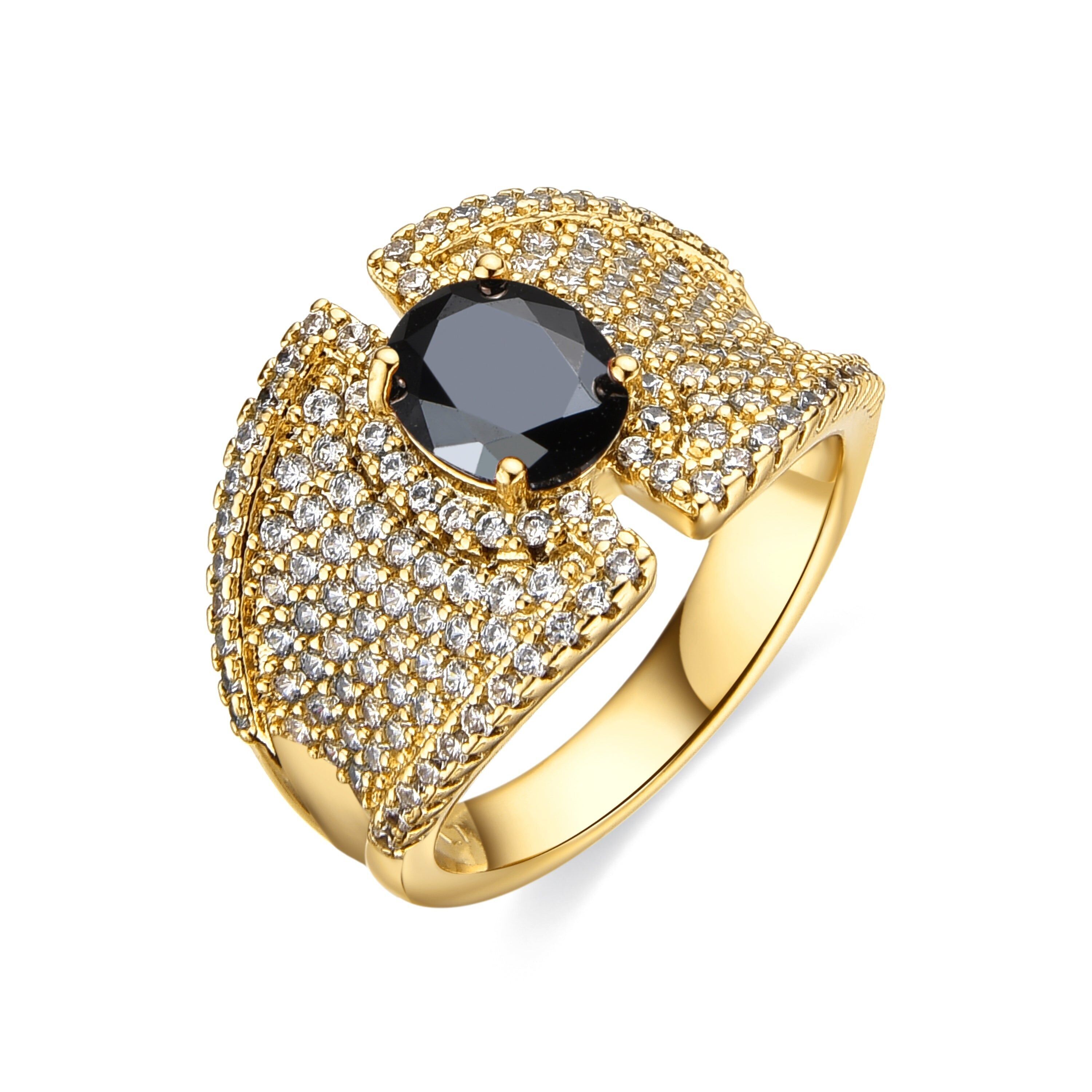 Anello Luxenter con Onice Zirconia finitura oro 18k - Kiawe