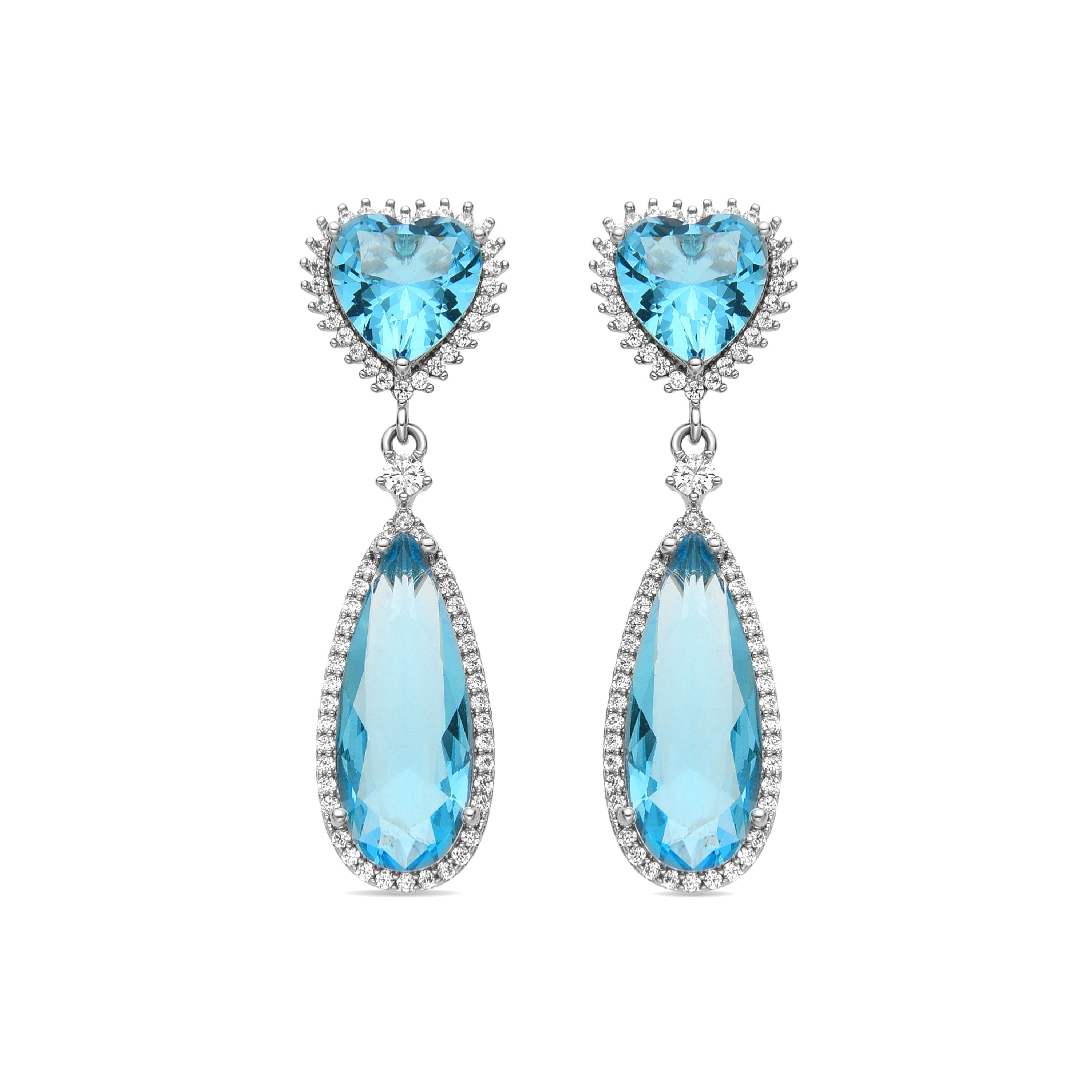 Luxenter Ohrringe mit Aquamarin Zirkonia Silber Finish - Saiga