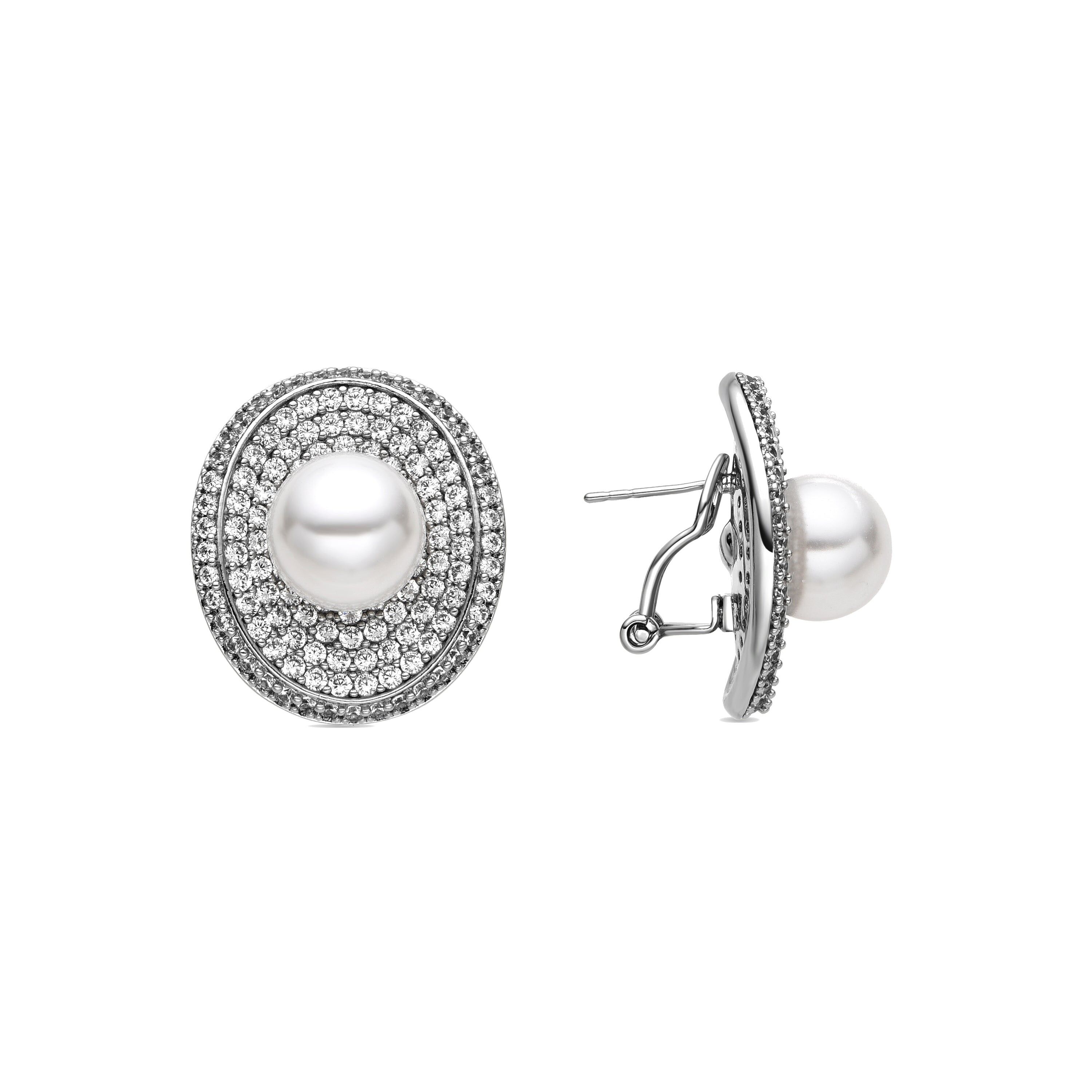 Orecchini Luxenter con finitura argento perla bianca - Noros