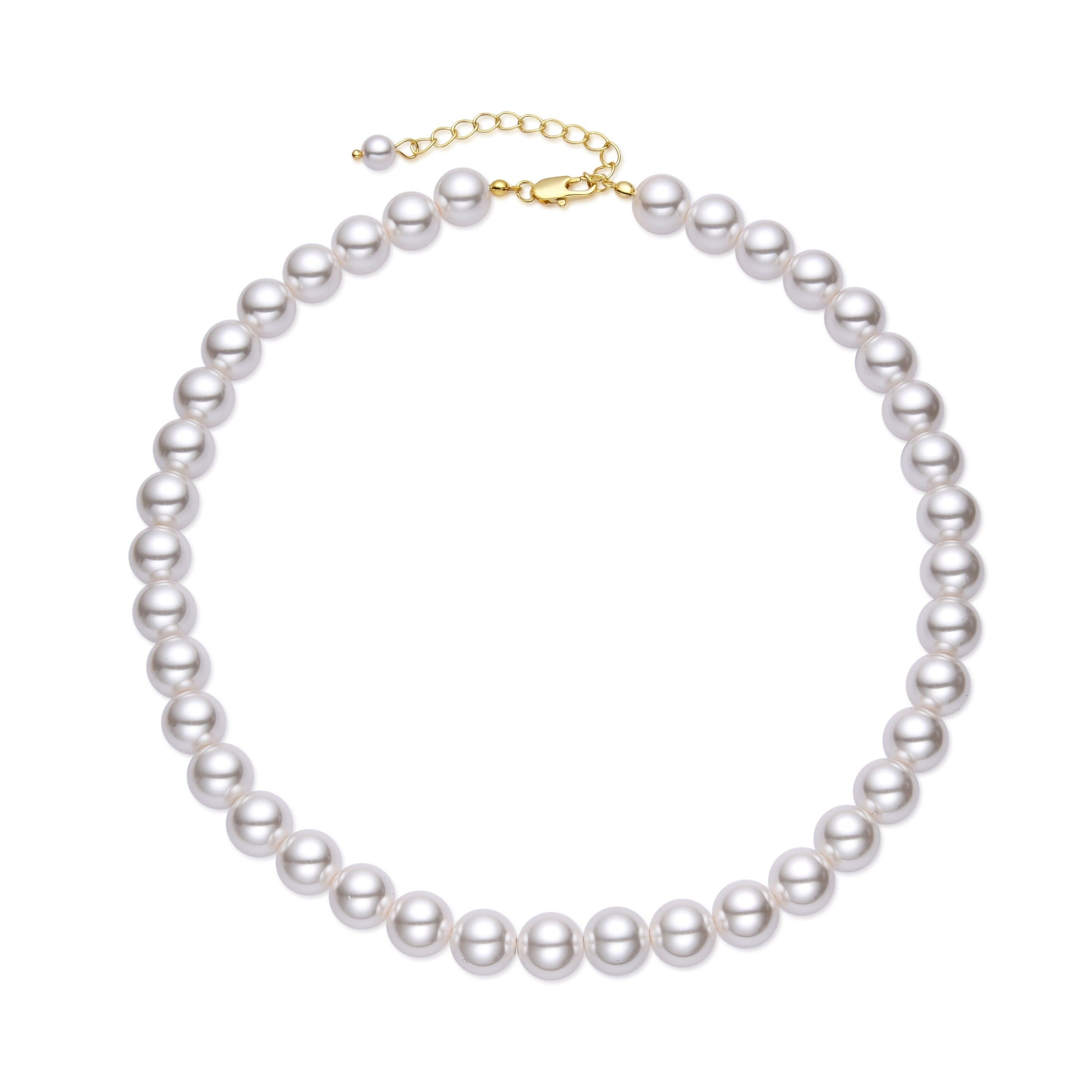 Luxenter Necklace with White Pearl 18k Gold Finish - Jamel
