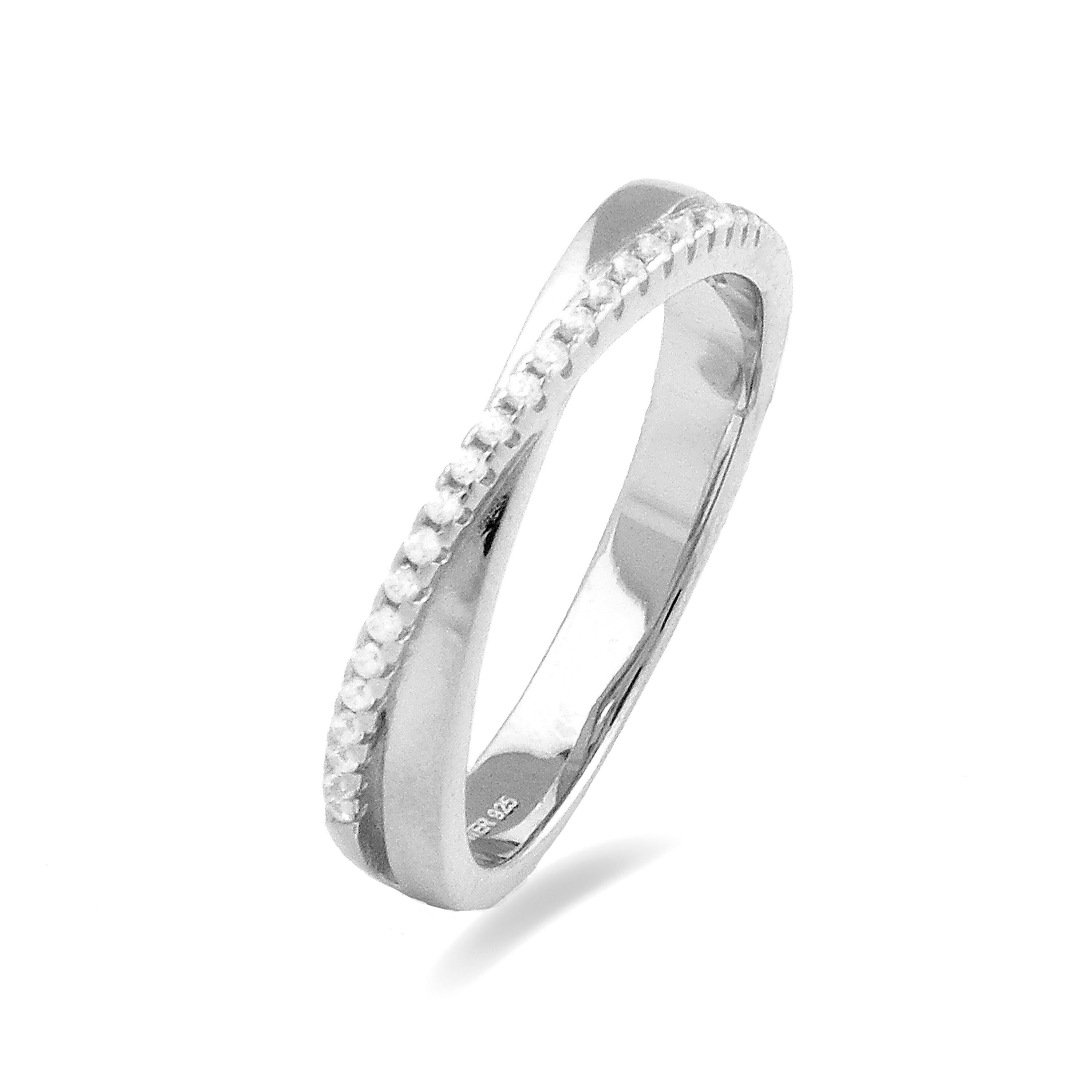 Anello Luxenter in argento Sterling 925 con zirconi lucidi rifiniti in rodio - Sabuk