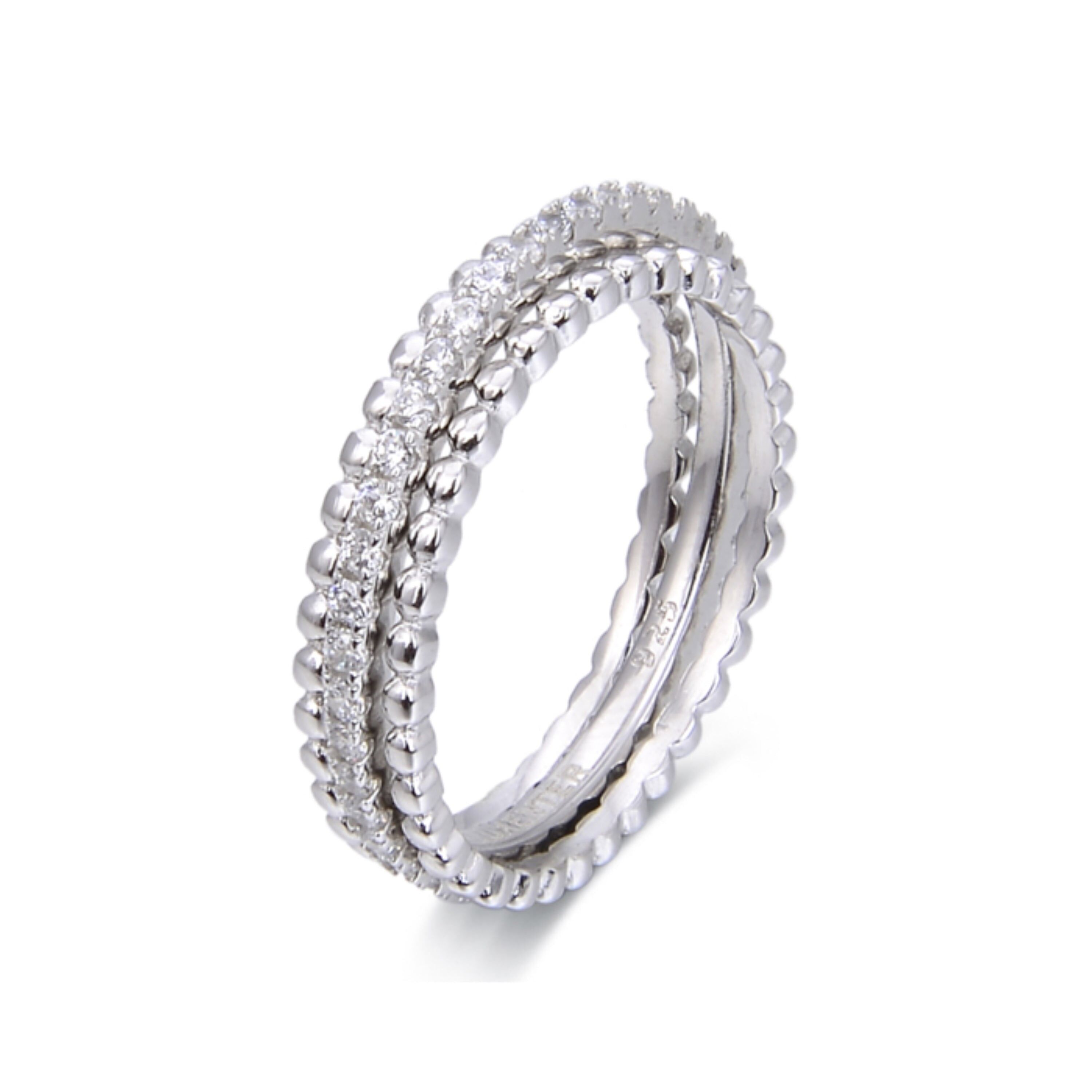 Anello Luxenter in argento Sterling 925 con zirconi lucidi rifiniti in rodio - Sesaf