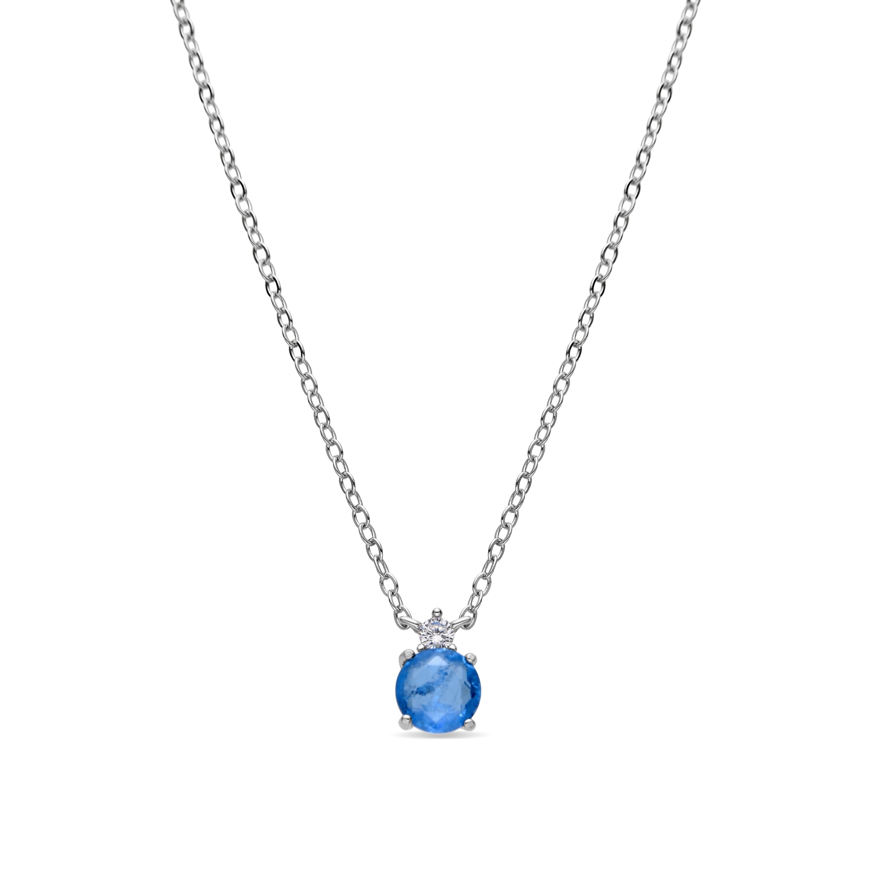 Collana Luxenter in argento Sterling 925 e quarzo idrotermale azzurro chiaro con finitura rodio - Akma